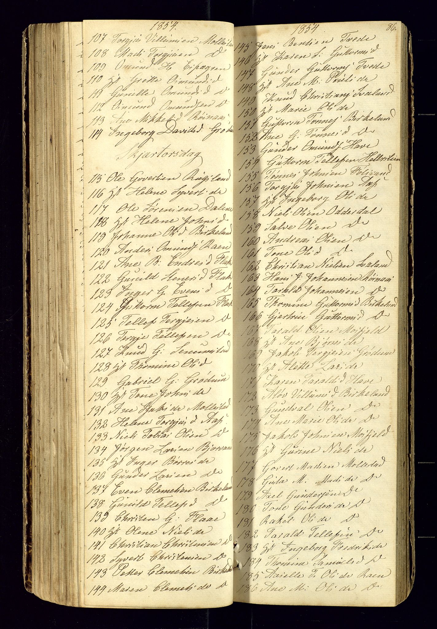Birkenes sokneprestkontor, AV/SAK-1111-0004/F/Fc/L0003: Kommunikantprotokoll nr. C-3, 1849-1858, s. 86