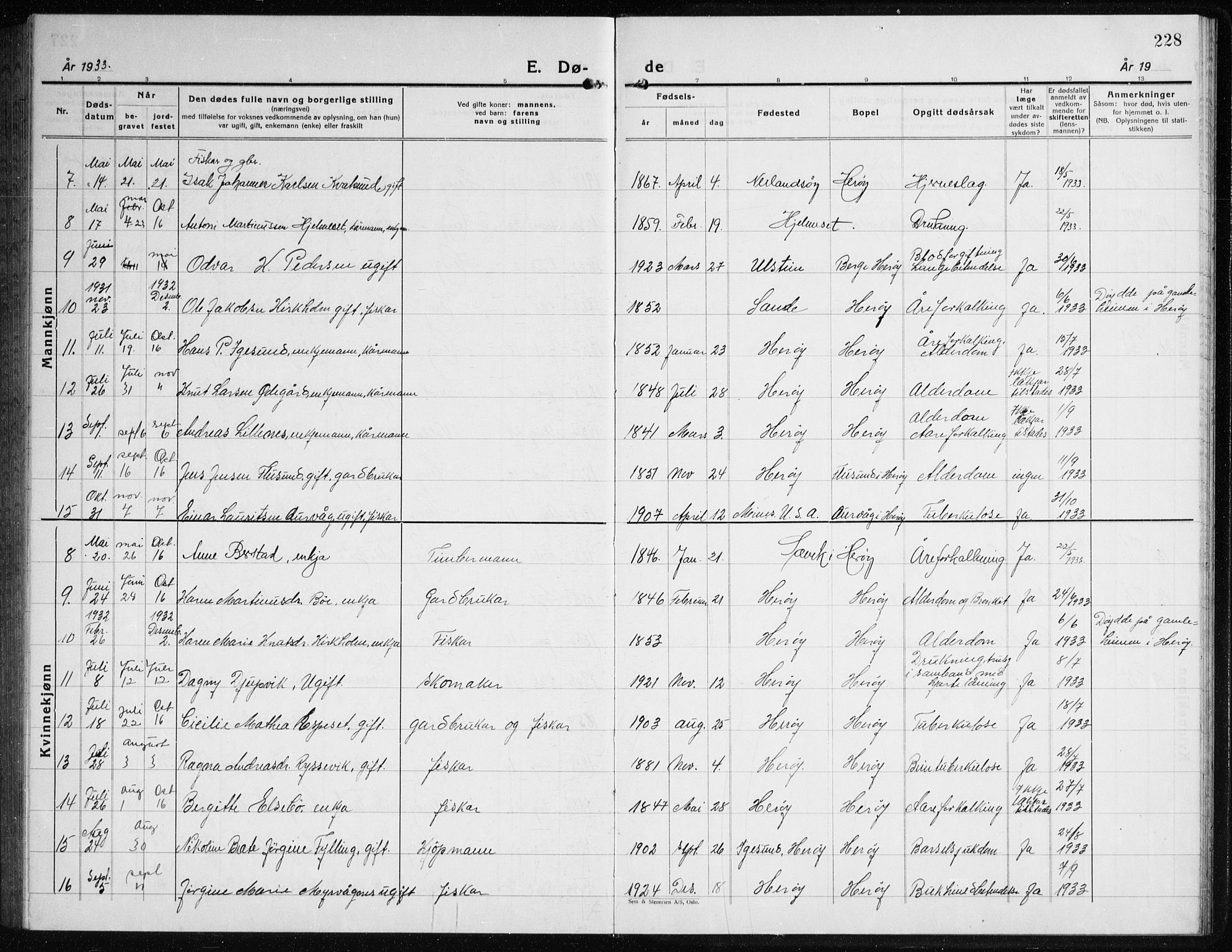 Ministerialprotokoller, klokkerbøker og fødselsregistre - Møre og Romsdal, SAT/A-1454/507/L0085: Klokkerbok nr. 507C08, 1933-1944, s. 228