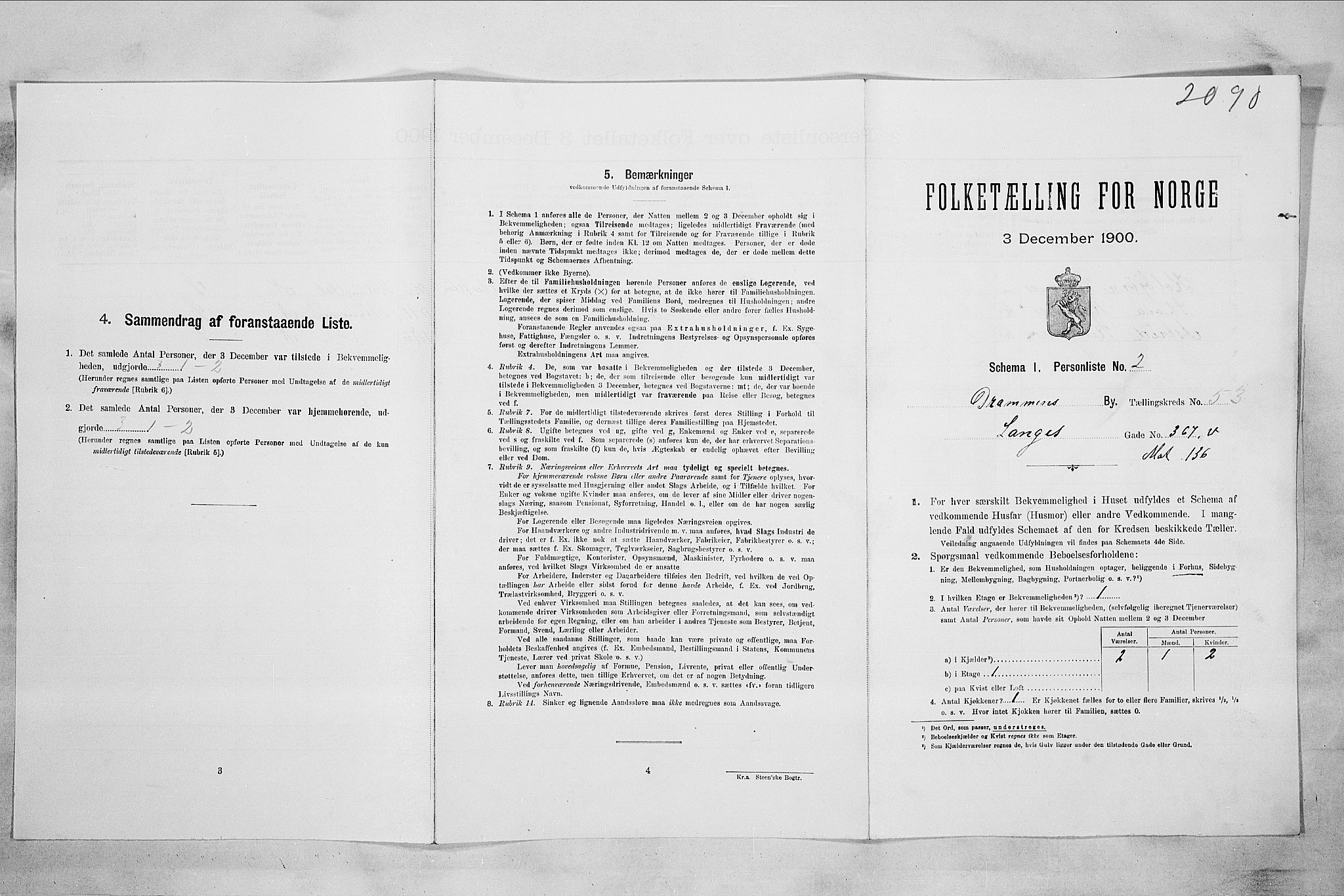 RA, Folketelling 1900 for 0602 Drammen kjøpstad, 1900, s. 9122