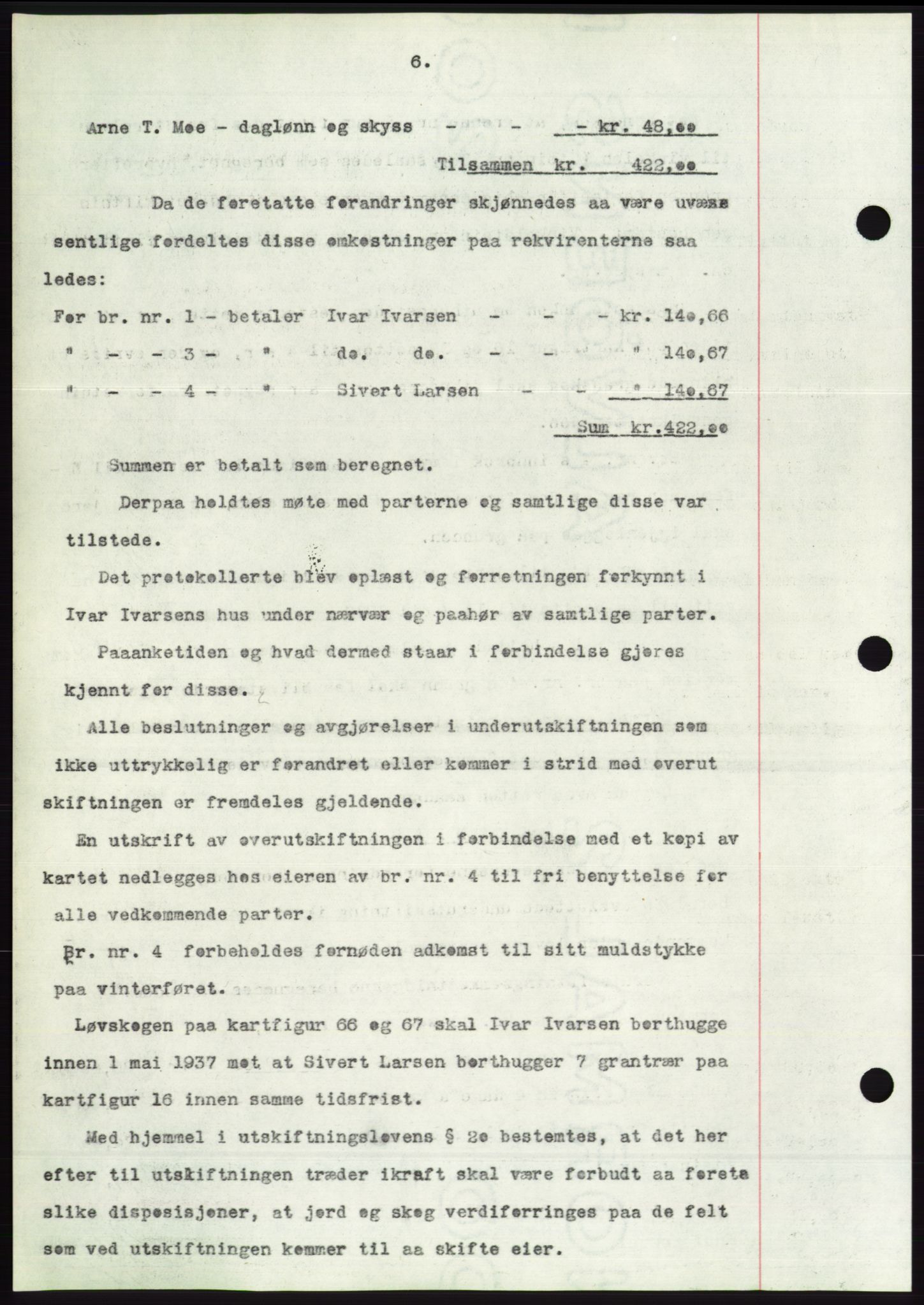 Søre Sunnmøre sorenskriveri, AV/SAT-A-4122/1/2/2C/L0062: Pantebok nr. 56, 1936-1937, Dagboknr: 63/1937