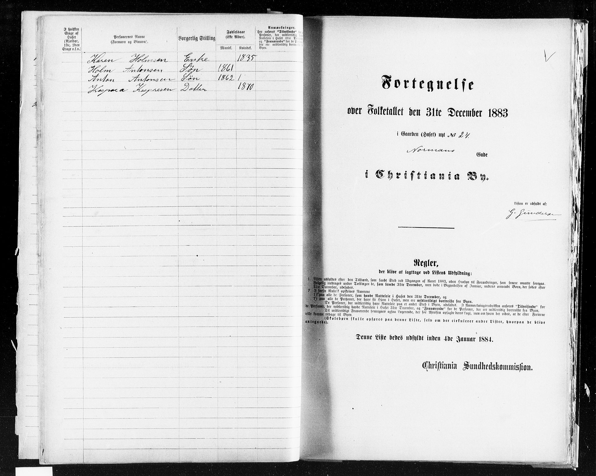 OBA, Kommunal folketelling 31.12.1883 for Kristiania kjøpstad, 1883, s. 3102
