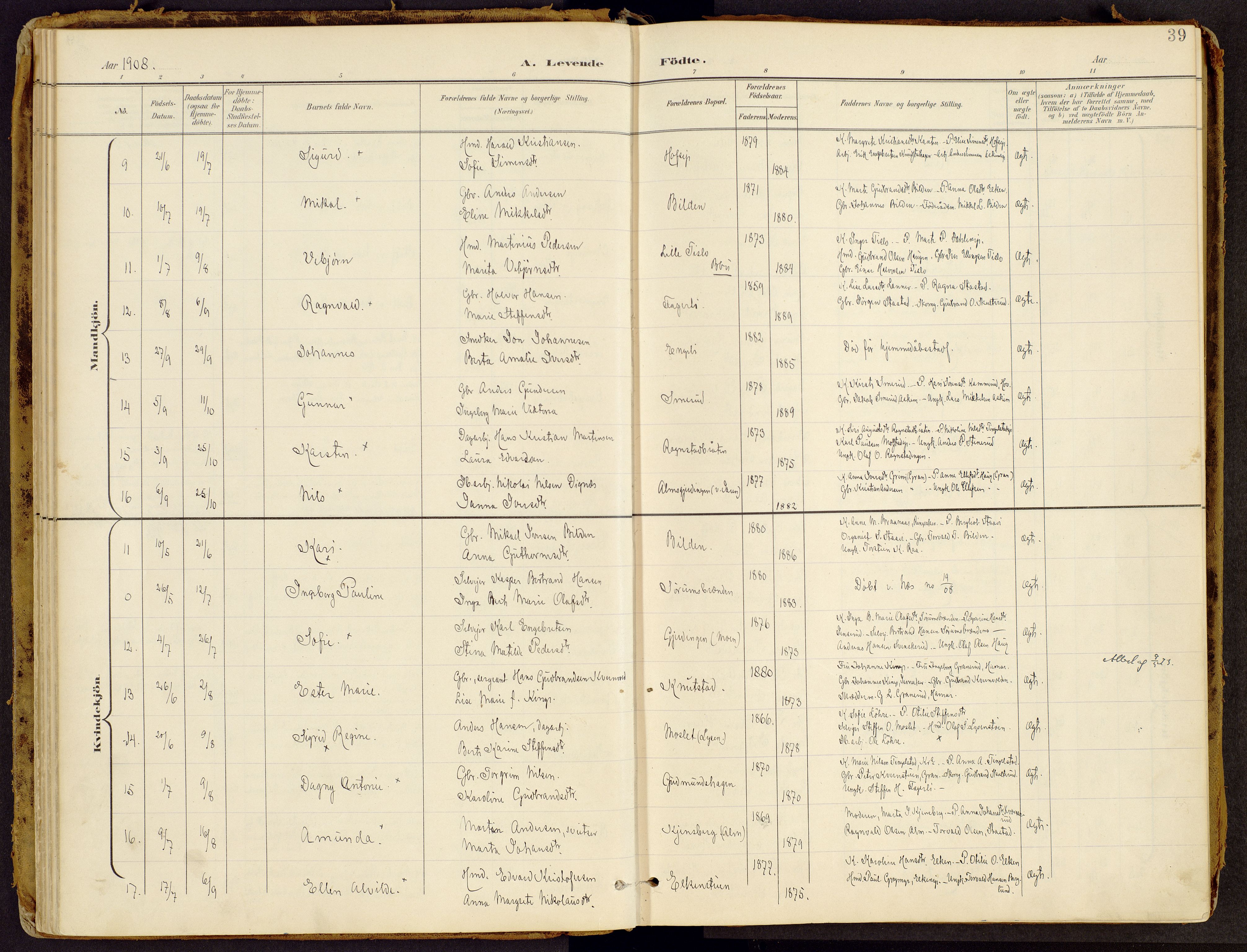 Brandbu prestekontor, SAH/PREST-114/H/Ha/Haa/L0002: Ministerialbok nr. 2, 1899-1914, s. 39