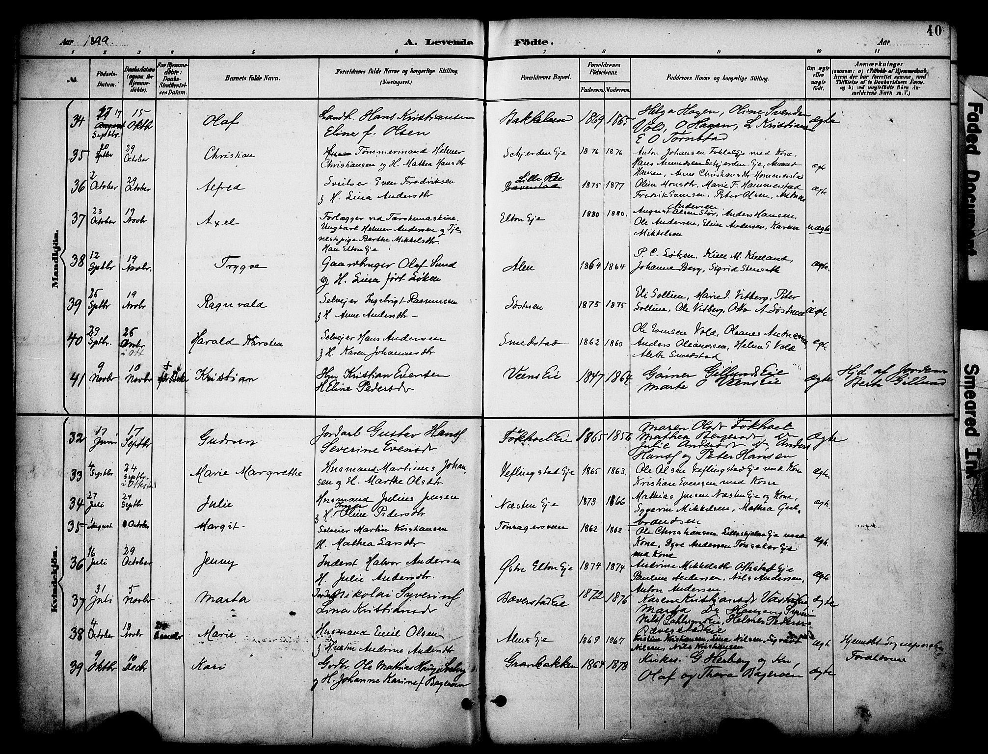 Stange prestekontor, AV/SAH-PREST-002/K/L0020: Ministerialbok nr. 20, 1894-1905, s. 40