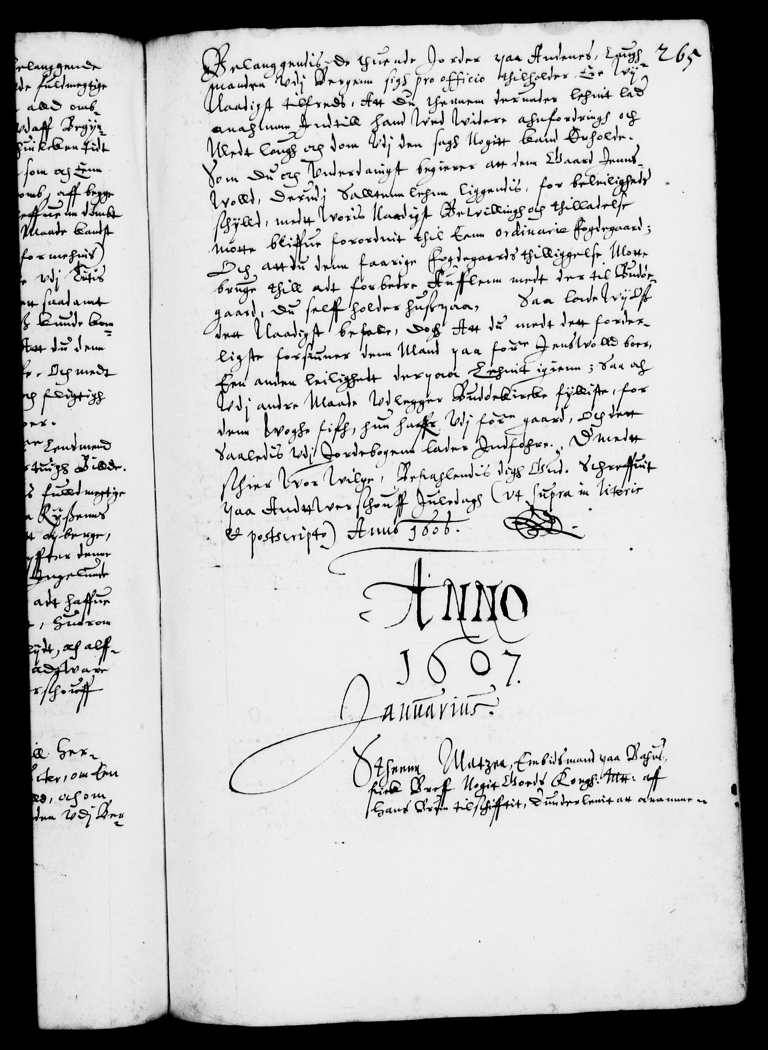 Danske Kanselli 1572-1799, AV/RA-EA-3023/F/Fc/Fca/Fcab/L0003: Norske tegnelser (mikrofilm), 1596-1616, s. 265a