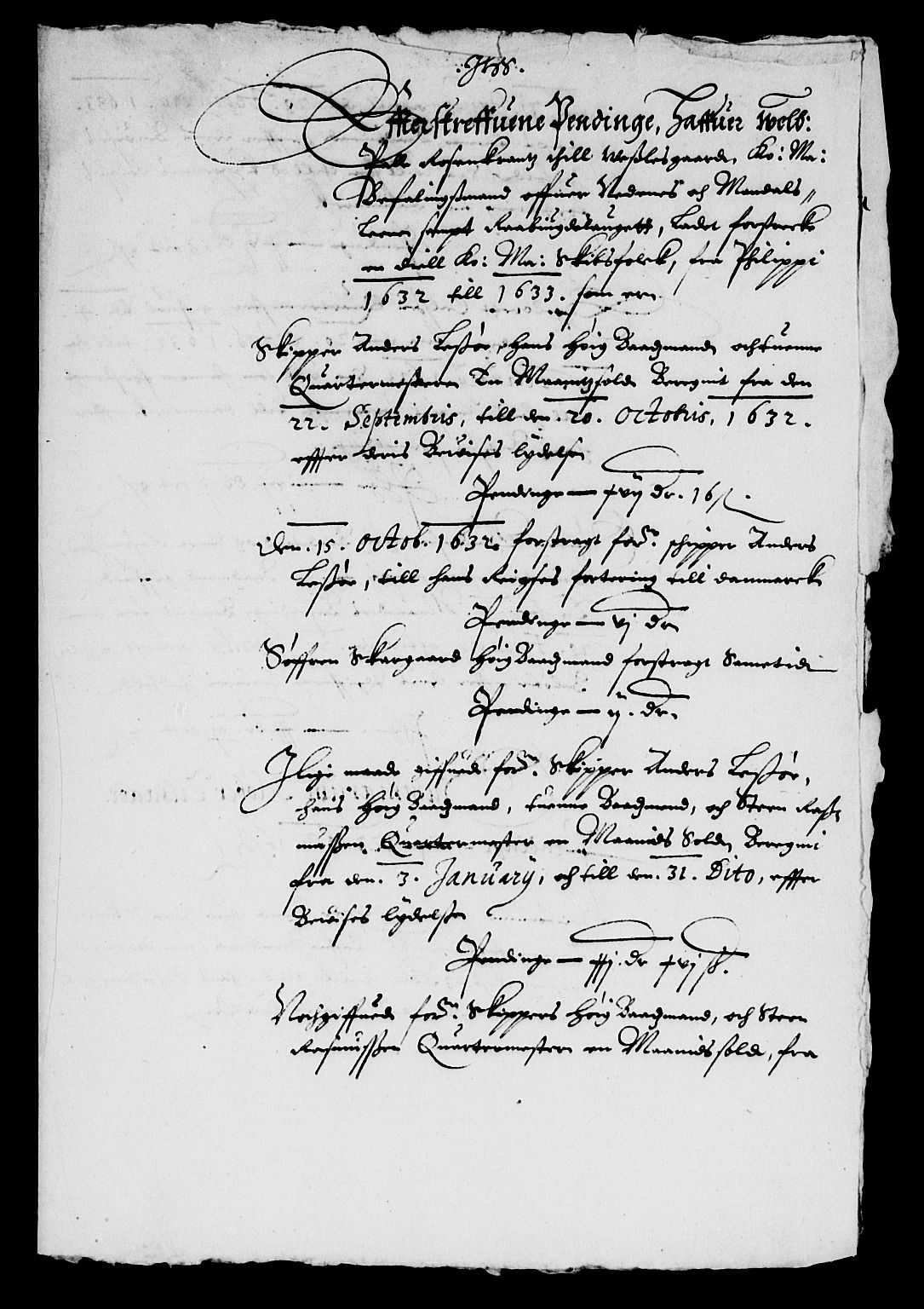 Rentekammeret inntil 1814, Reviderte regnskaper, Lensregnskaper, AV/RA-EA-5023/R/Rb/Rbq/L0022: Nedenes len. Mandals len. Råbyggelag., 1632-1634