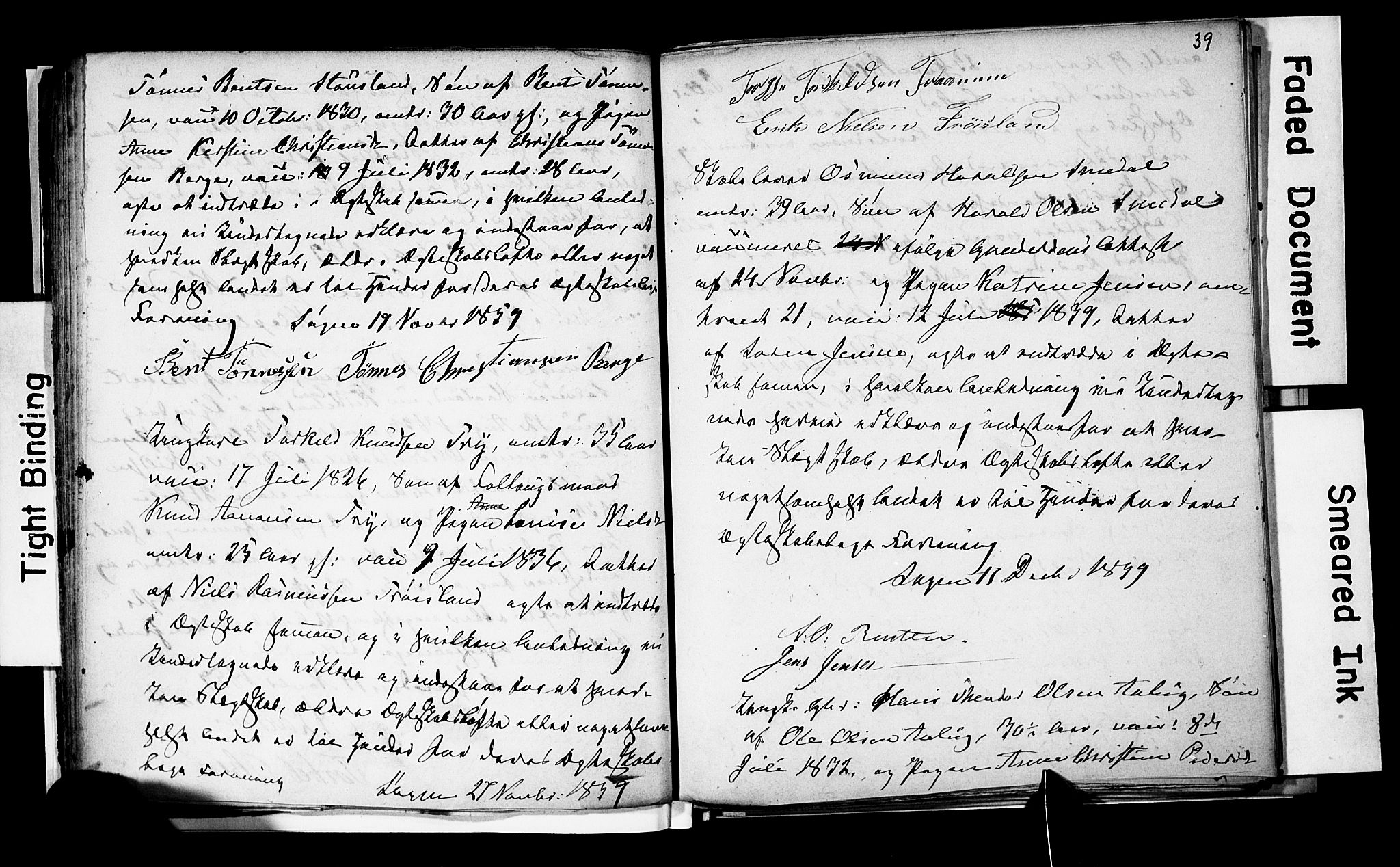 Søgne sokneprestkontor, AV/SAK-1111-0037/F/Fe/L0001: Lysningsprotokoll nr. A III 1, 1853-1870, s. 39