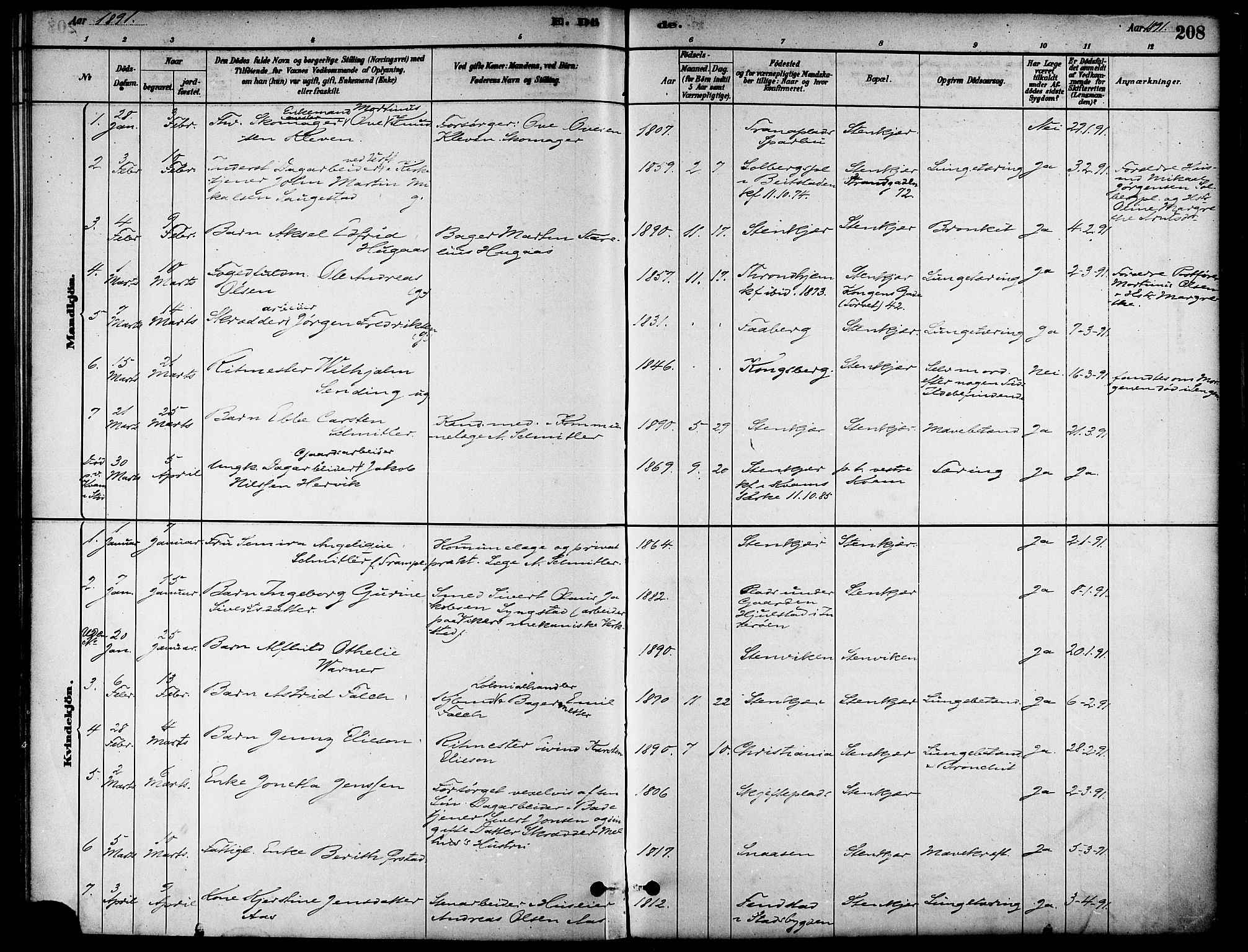 Ministerialprotokoller, klokkerbøker og fødselsregistre - Nord-Trøndelag, SAT/A-1458/739/L0371: Ministerialbok nr. 739A03, 1881-1895, s. 208