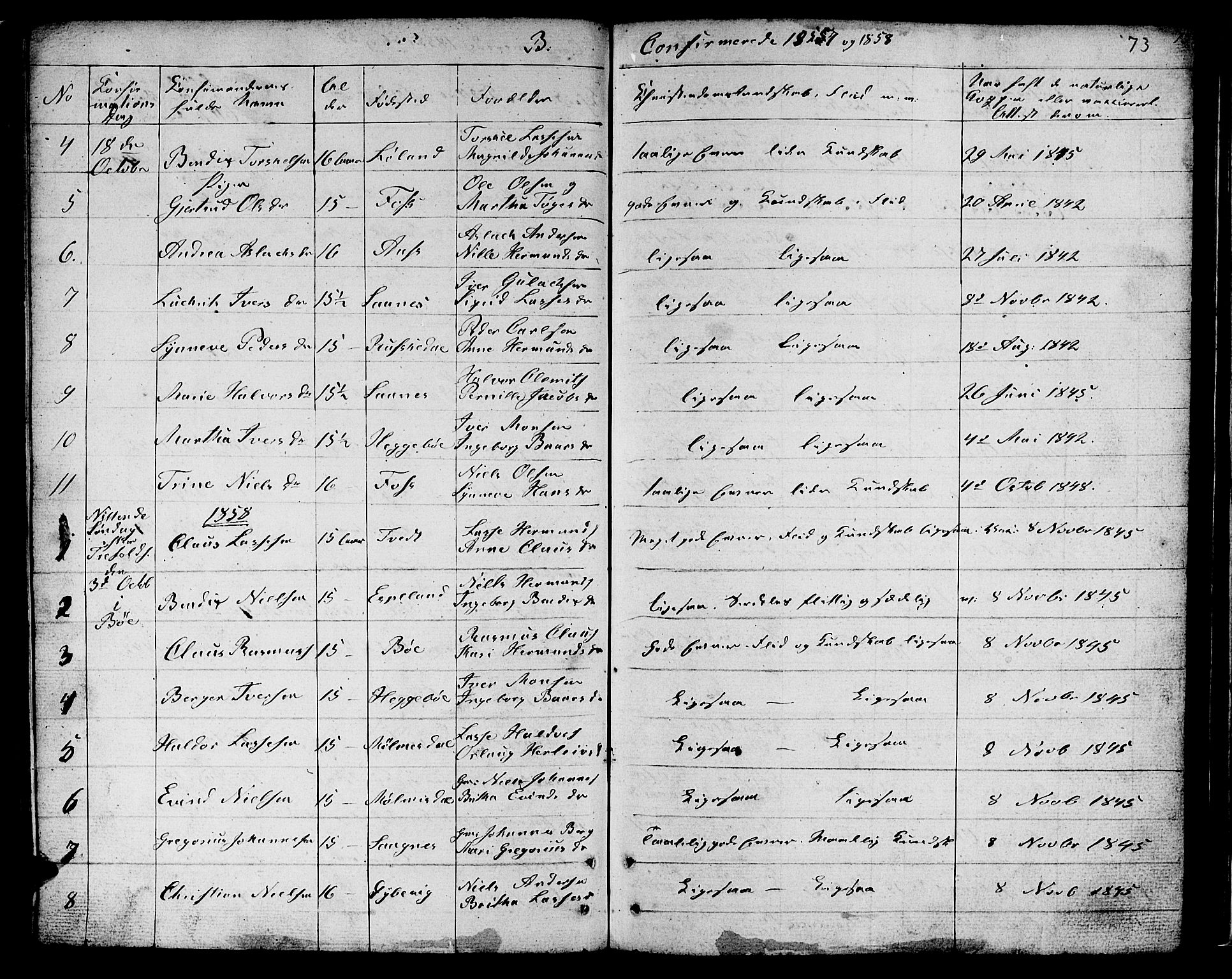 Hyllestad sokneprestembete, AV/SAB-A-80401: Klokkerbok nr. B 1, 1854-1889, s. 73