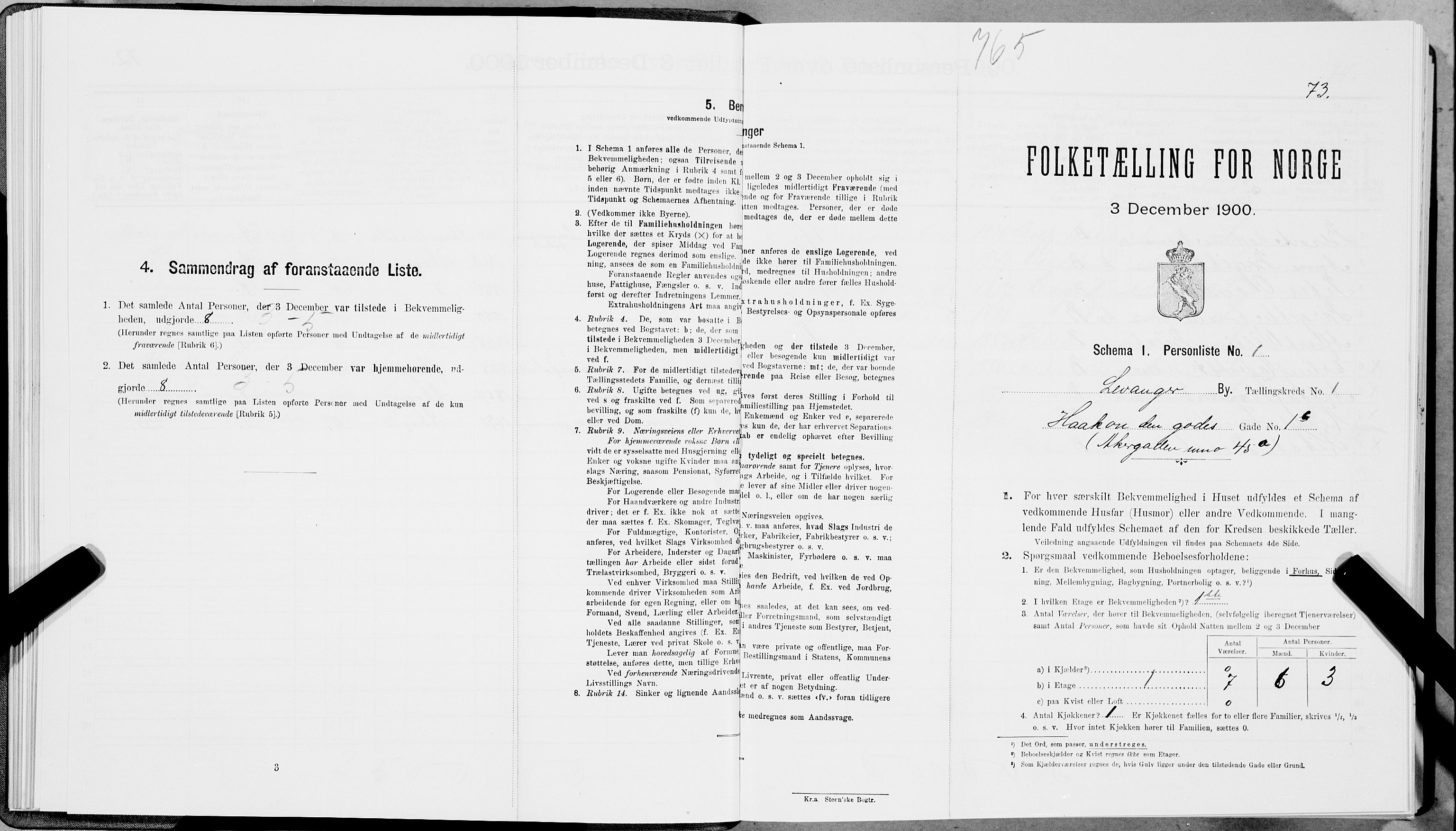 SAT, Folketelling 1900 for 1701 Levanger kjøpstad, 1900, s. 83