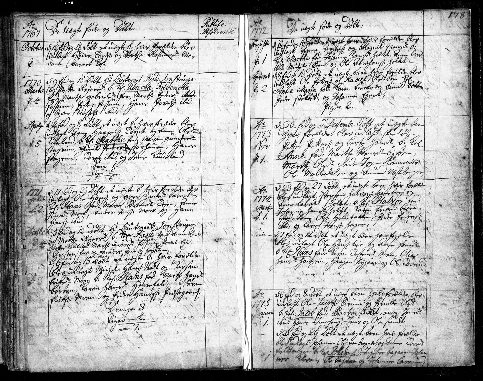 Aurskog prestekontor Kirkebøker, SAO/A-10304a/F/Fa/L0003: Ministerialbok nr. I 3, 1767-1807, s. 178