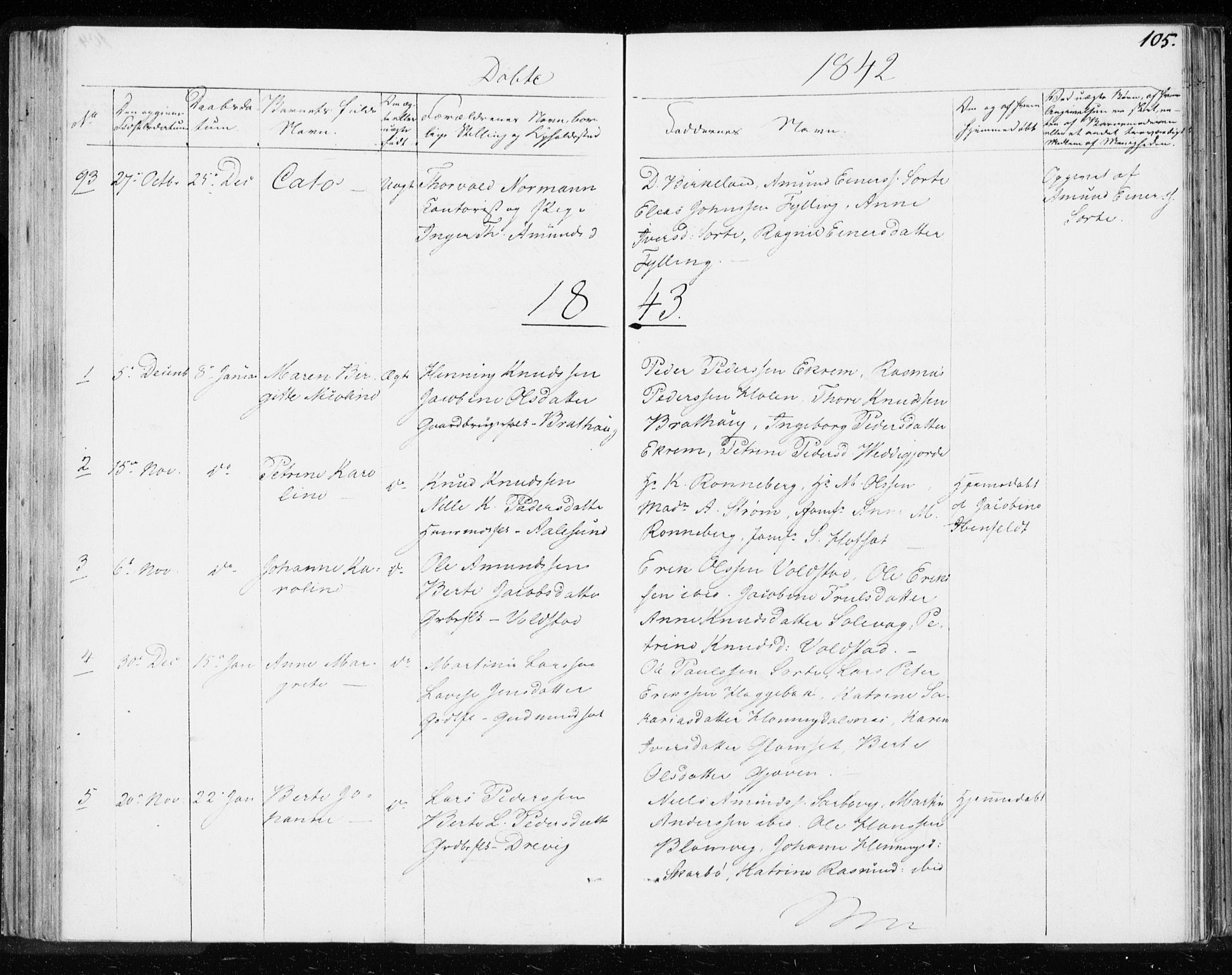 Ministerialprotokoller, klokkerbøker og fødselsregistre - Møre og Romsdal, SAT/A-1454/528/L0414: Residerende kapellans bok nr. 528B02, 1833-1844, s. 105