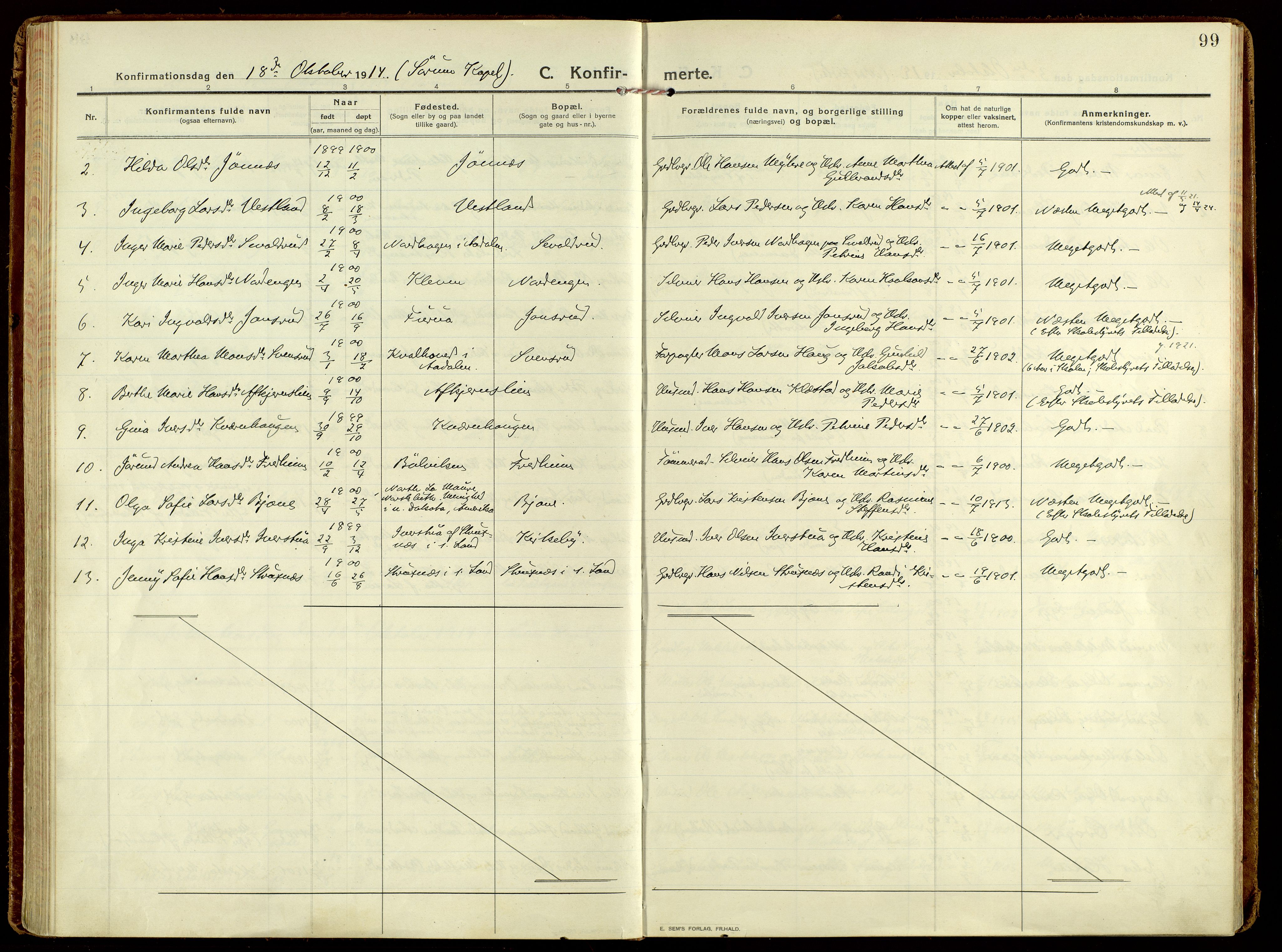 Brandbu prestekontor, AV/SAH-PREST-114/H/Ha/Haa/L0004: Ministerialbok nr. 4, 1913-1923, s. 99