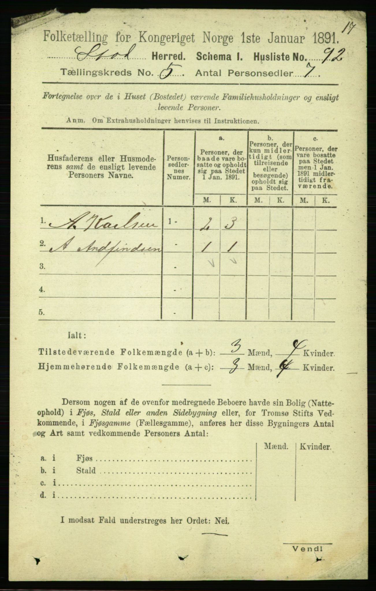 RA, Folketelling 1891 for 1734 Stod herred, 1891, s. 2374