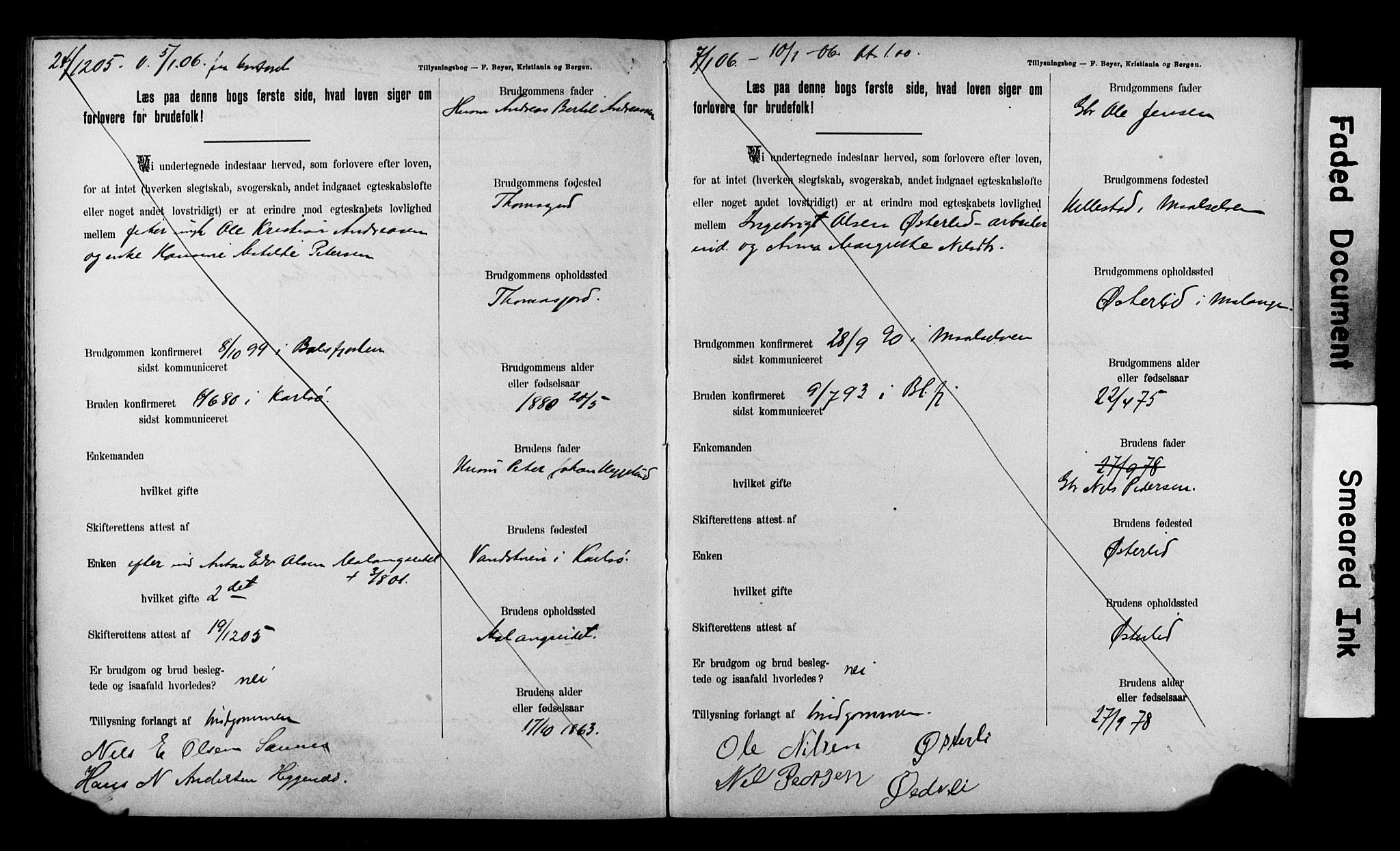 Balsfjord sokneprestembete, AV/SATØ-S-1303/H/Hd/L0031: Lysningsprotokoll nr. 31, 1897-1906