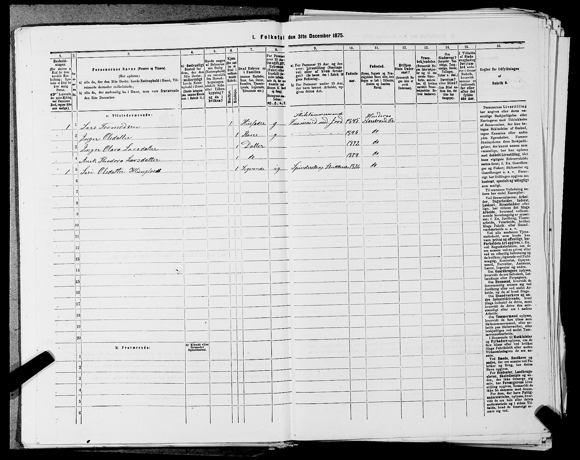 SAST, Folketelling 1875 for 1139P Nedstrand prestegjeld, 1875, s. 576