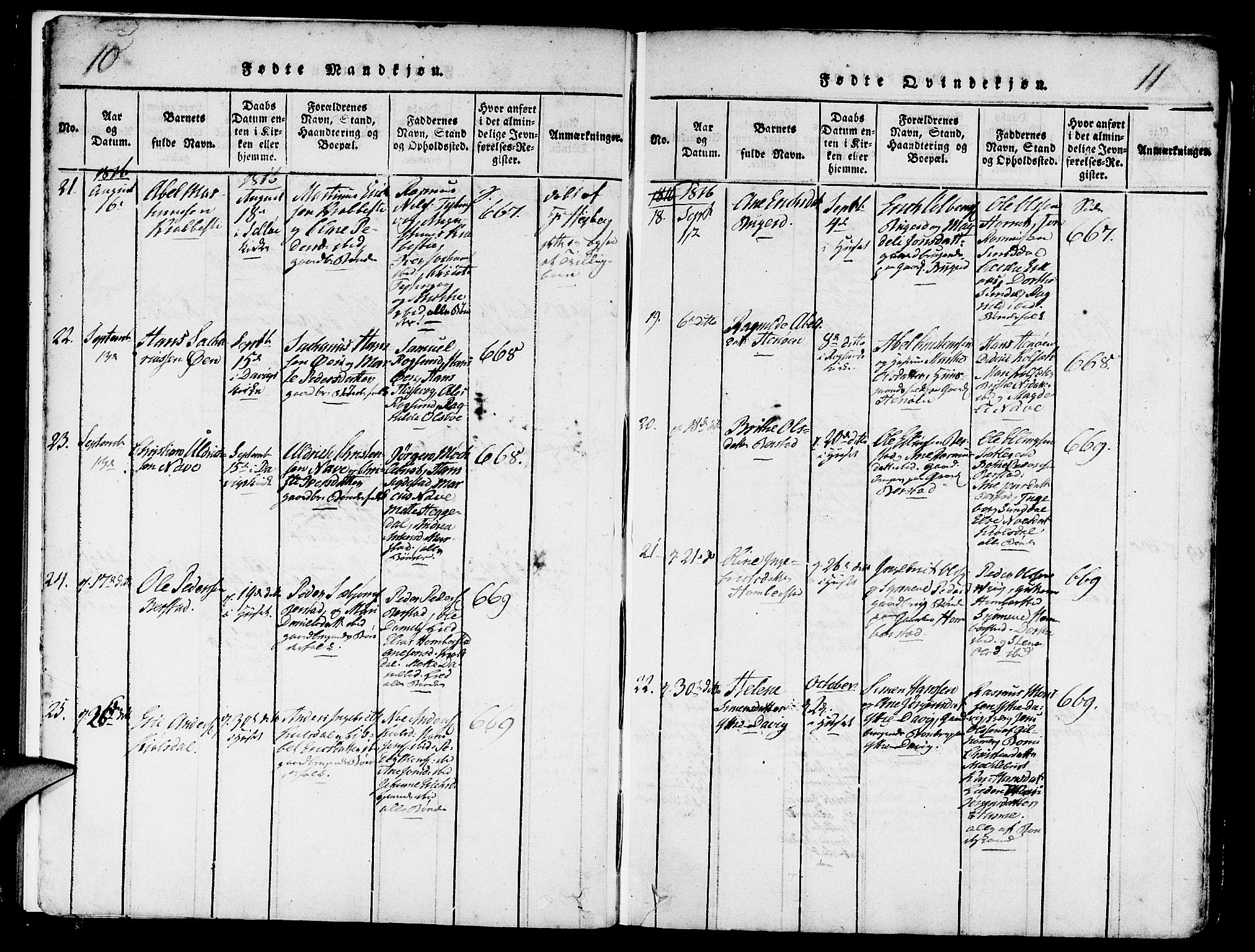 Davik sokneprestembete, AV/SAB-A-79701/H/Haa/Haaa/L0003: Ministerialbok nr. A 3, 1816-1830, s. 10-11