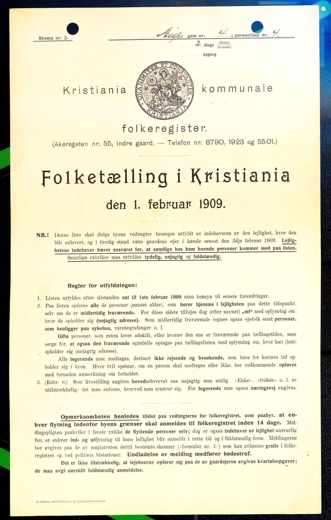 OBA, Kommunal folketelling 1.2.1909 for Kristiania kjøpstad, 1909, s. 4823