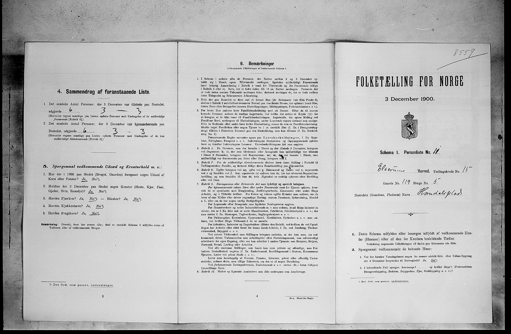 SAH, Folketelling 1900 for 0427 Elverum herred, 1900, s. 2175