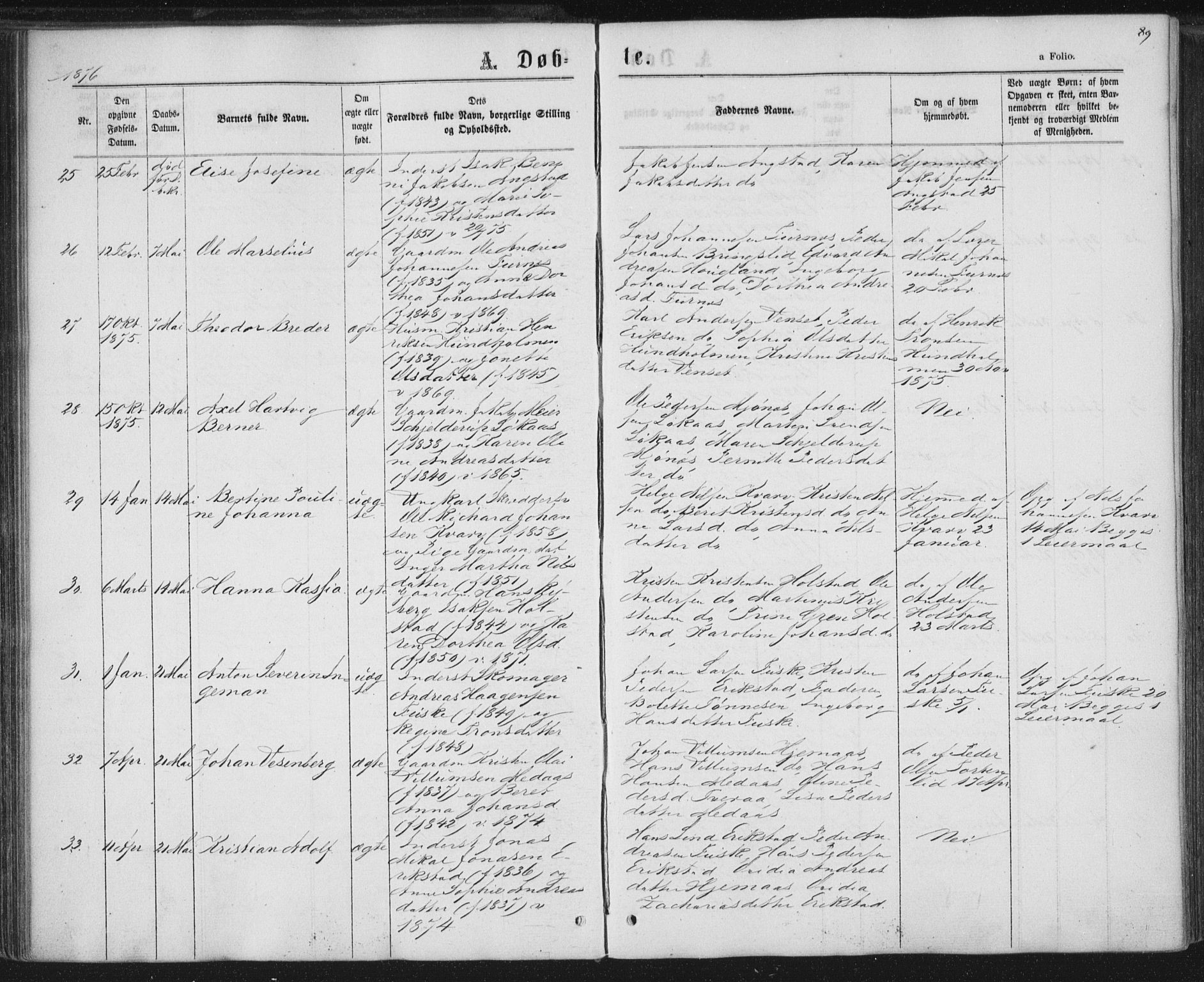 Ministerialprotokoller, klokkerbøker og fødselsregistre - Nordland, SAT/A-1459/852/L0739: Ministerialbok nr. 852A09, 1866-1877, s. 89