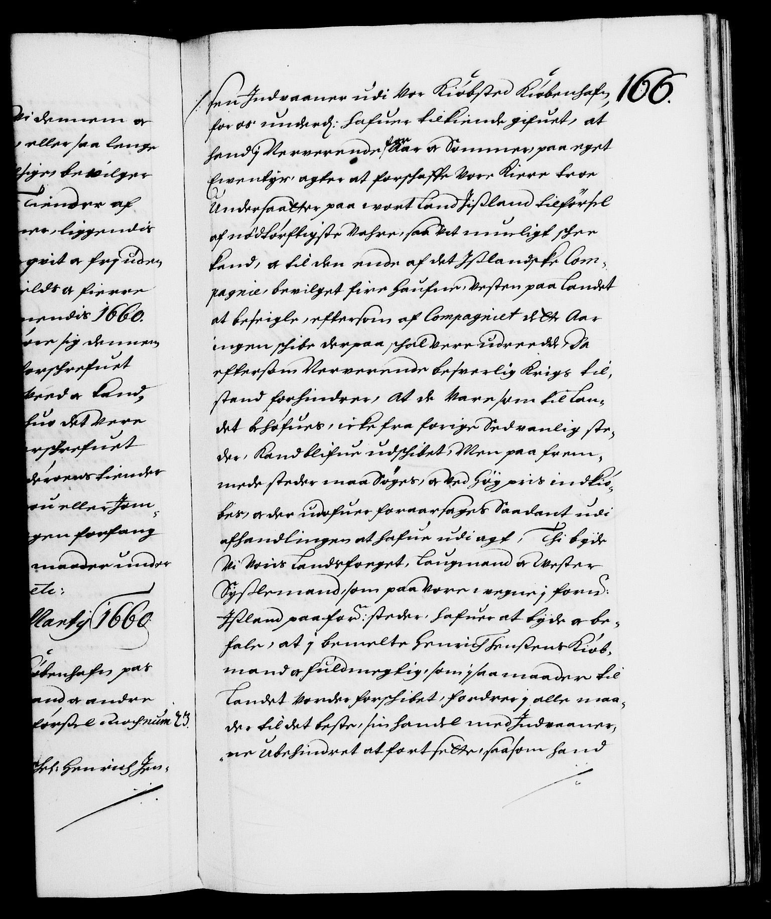 Danske Kanselli 1572-1799, RA/EA-3023/F/Fc/Fca/Fcaa/L0009: Norske registre (mikrofilm), 1657-1660, s. 166a