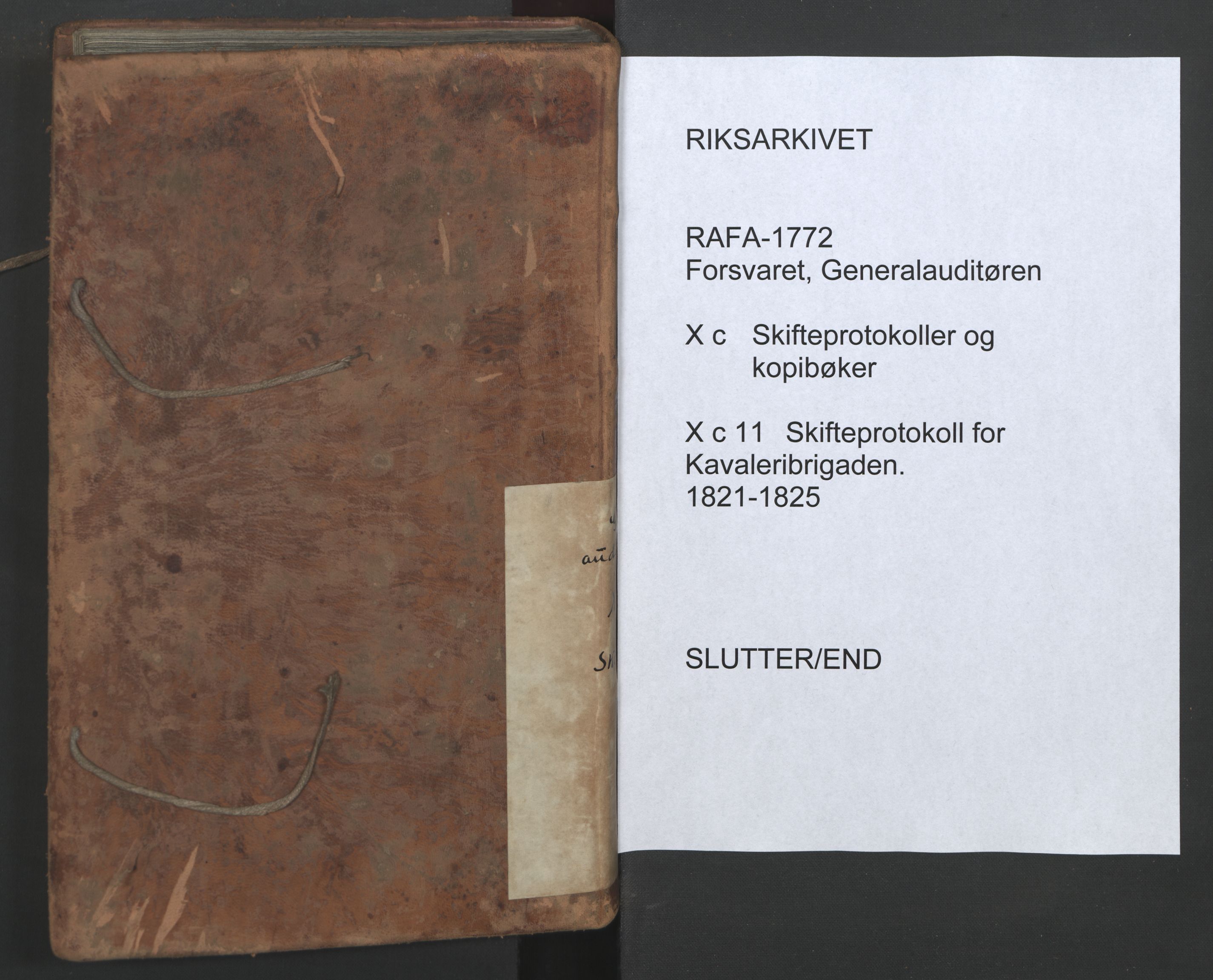 Forsvaret, Generalauditøren, RA/RAFA-1772/F/Fj/Fjc/L0011: Skifteprotokol for Kavallrie-Brigaden 31.10. 1821 - 14. 2. 1825., 1821-1825