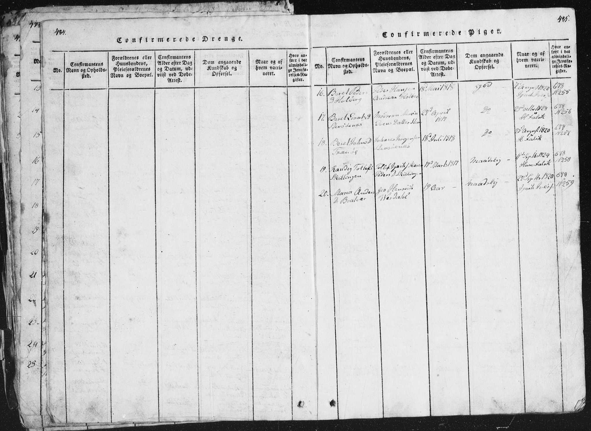 Ministerialprotokoller, klokkerbøker og fødselsregistre - Møre og Romsdal, SAT/A-1454/581/L0942: Klokkerbok nr. 581C00, 1820-1836, s. 484-485