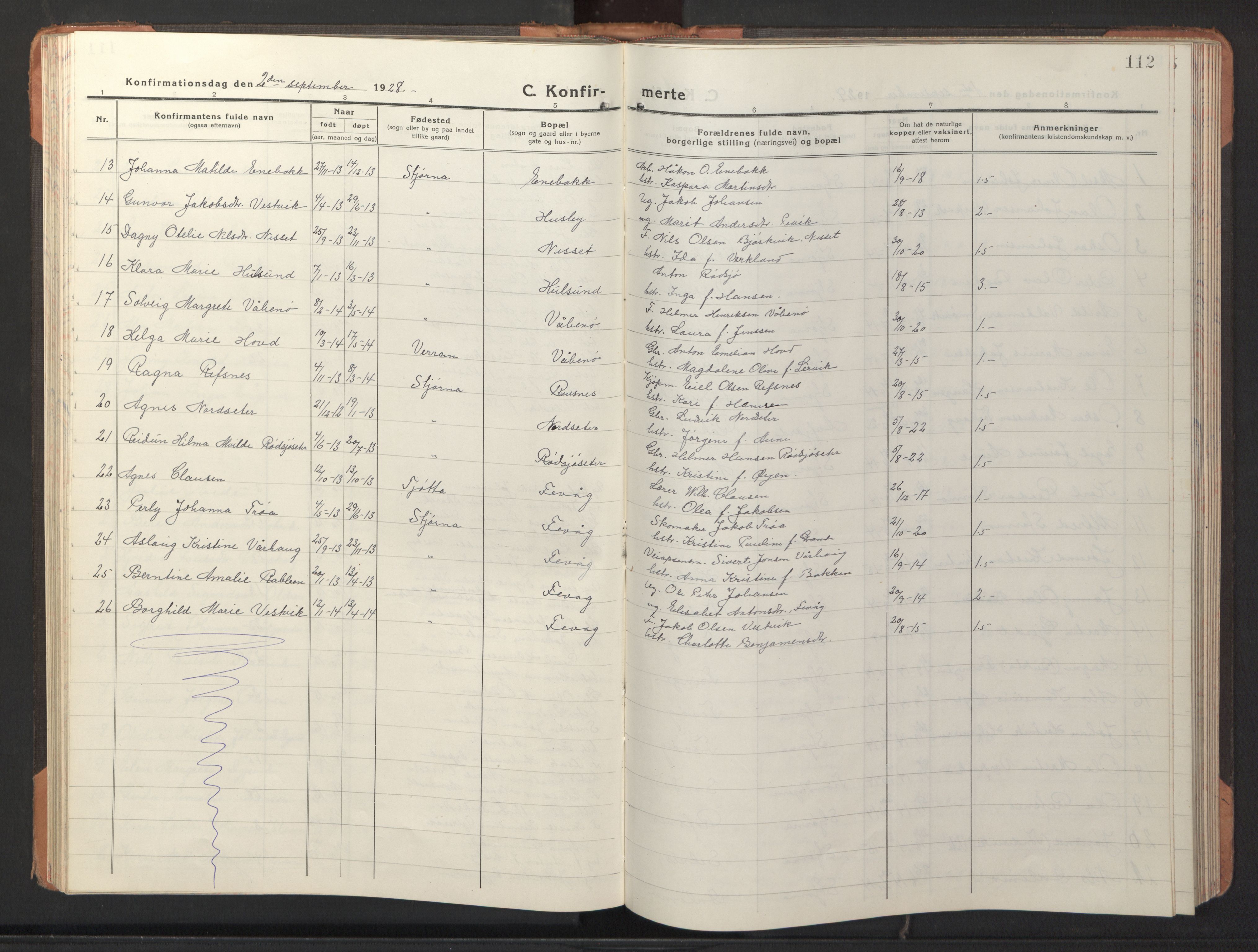 Ministerialprotokoller, klokkerbøker og fødselsregistre - Sør-Trøndelag, AV/SAT-A-1456/653/L0658: Klokkerbok nr. 653C02, 1919-1947, s. 112