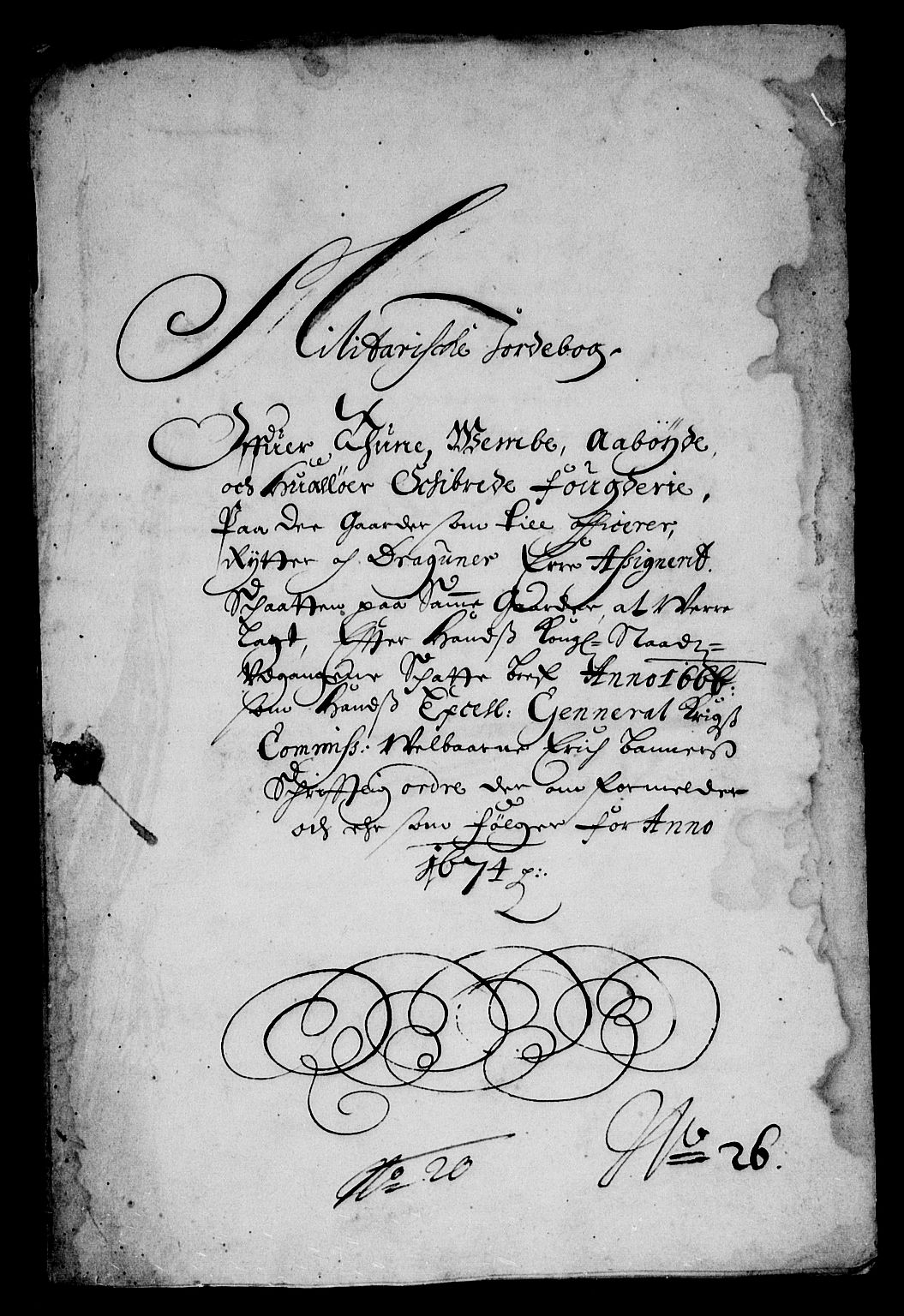 Rentekammeret inntil 1814, Reviderte regnskaper, Stiftamtstueregnskaper, Landkommissariatet på Akershus og Akershus stiftamt, RA/EA-5869/R/Rb/L0096: Akershus stiftamt, 1674