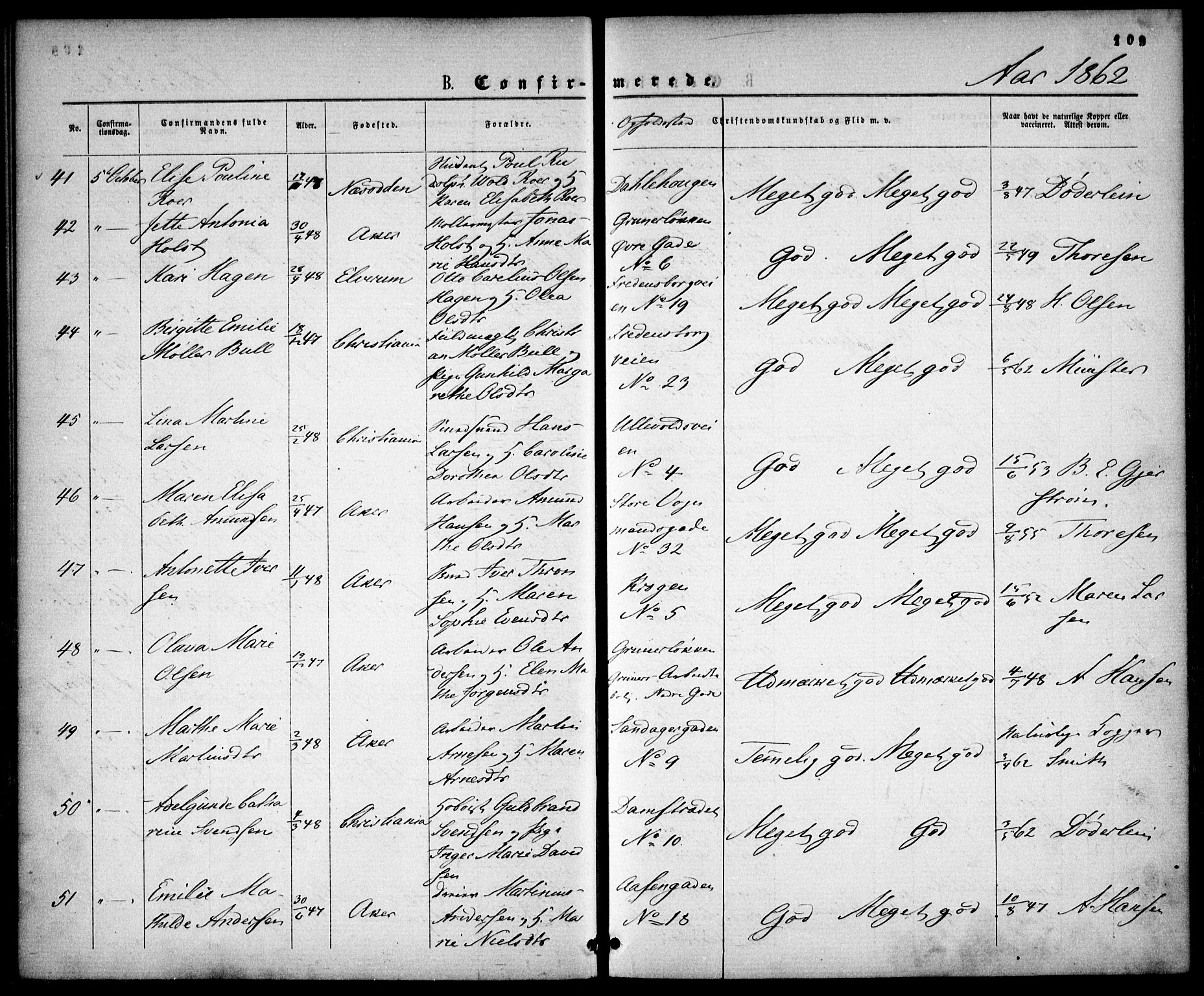 Gamle Aker prestekontor Kirkebøker, AV/SAO-A-10617a/F/L0001: Ministerialbok nr. 1, 1861-1865, s. 109