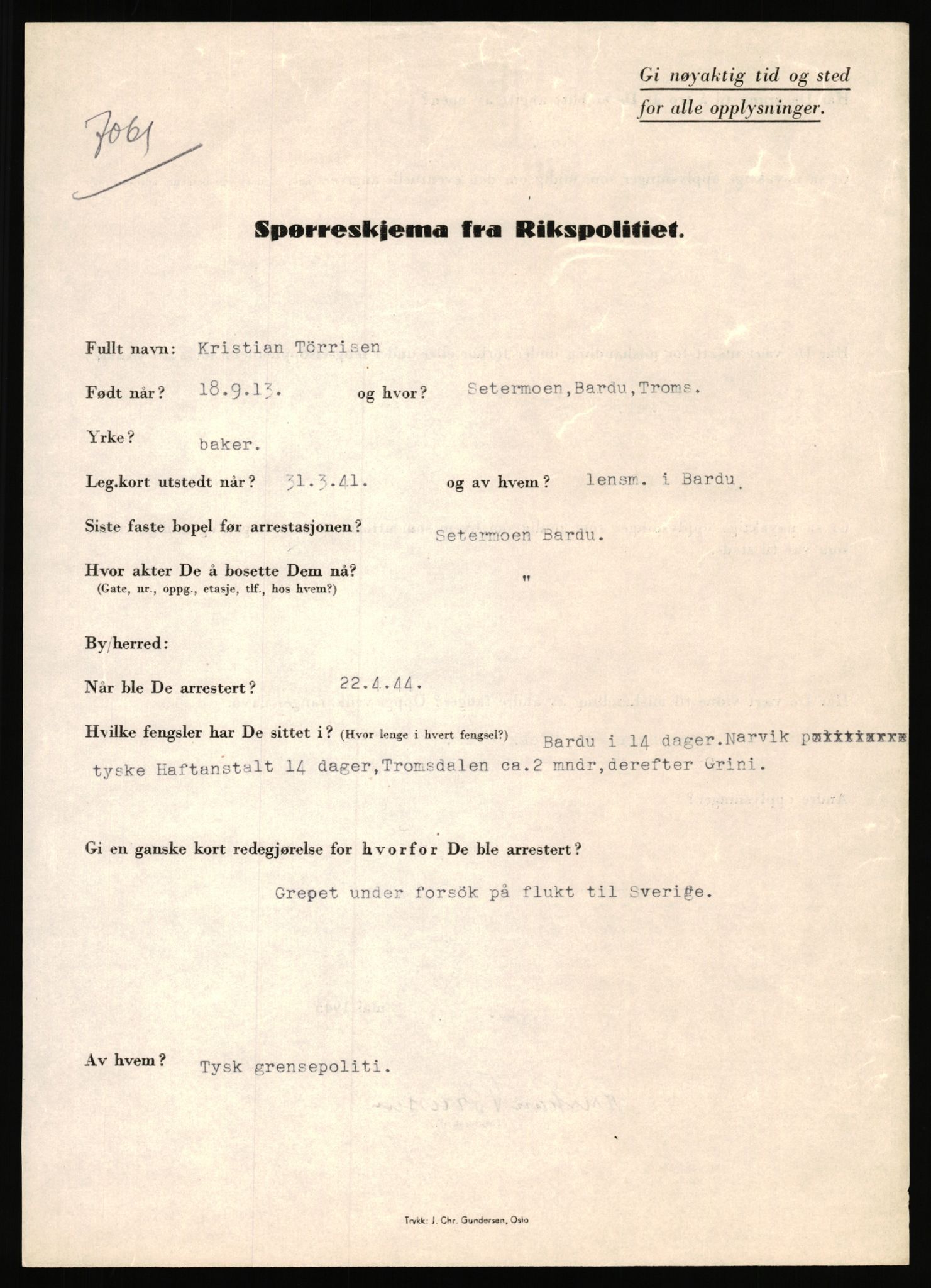 Rikspolitisjefen, AV/RA-S-1560/L/L0017: Tidemann, Hermann G. - Veum, Tjostolv, 1940-1945, s. 682