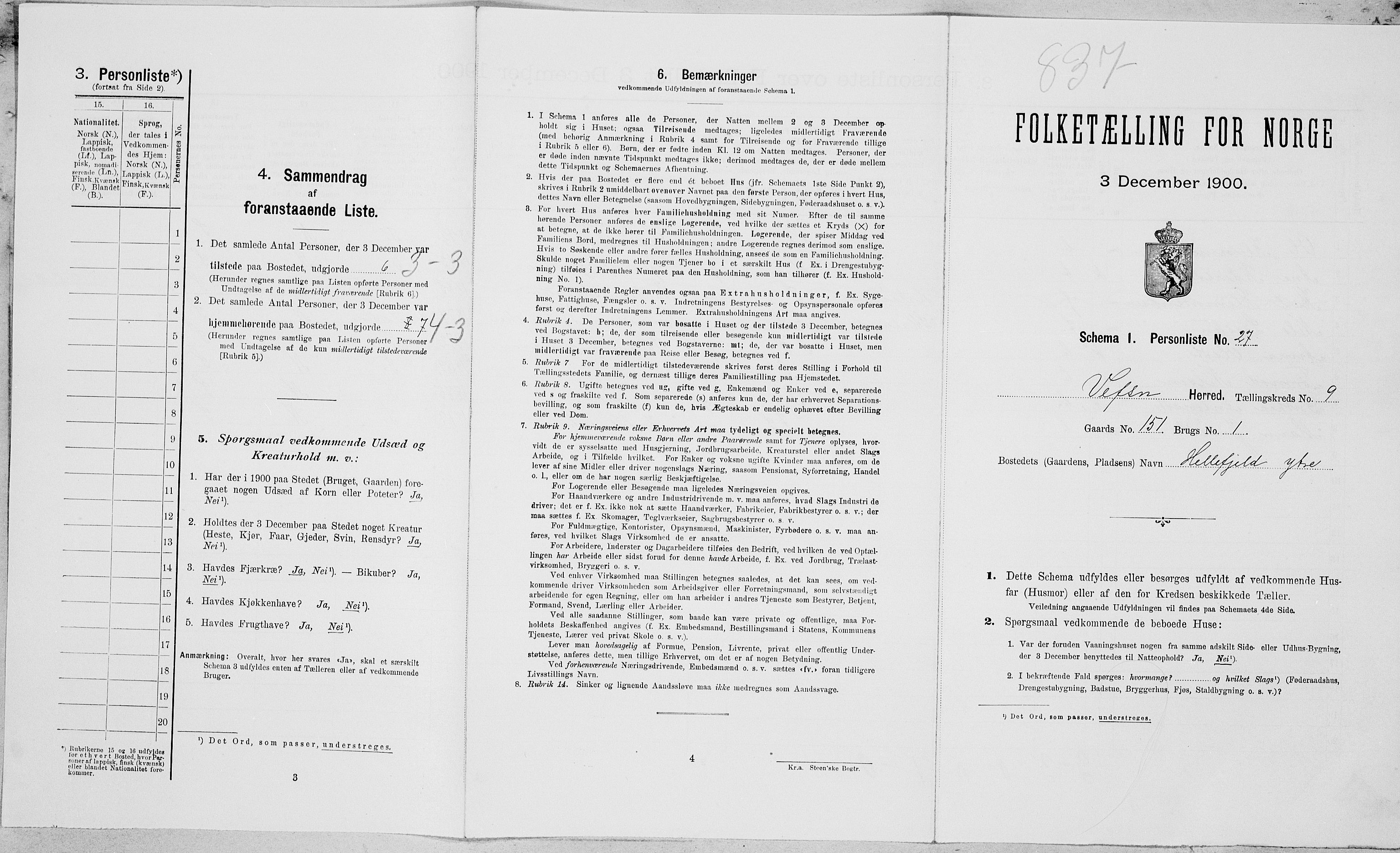 SAT, Folketelling 1900 for 1824 Vefsn herred, 1900, s. 809