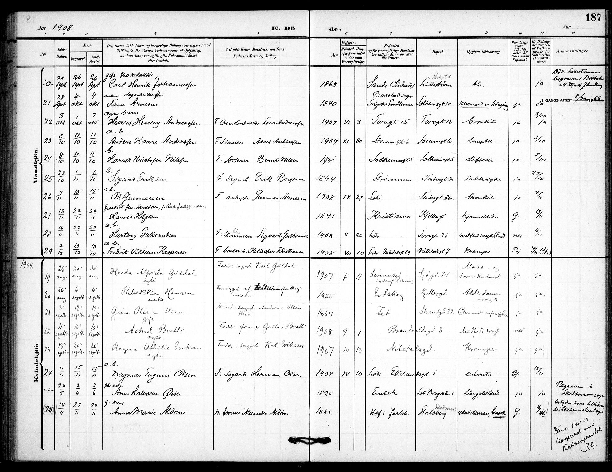 Skedsmo prestekontor Kirkebøker, AV/SAO-A-10033a/F/Fc/L0001: Ministerialbok nr. III 1, 1908-1916, s. 187