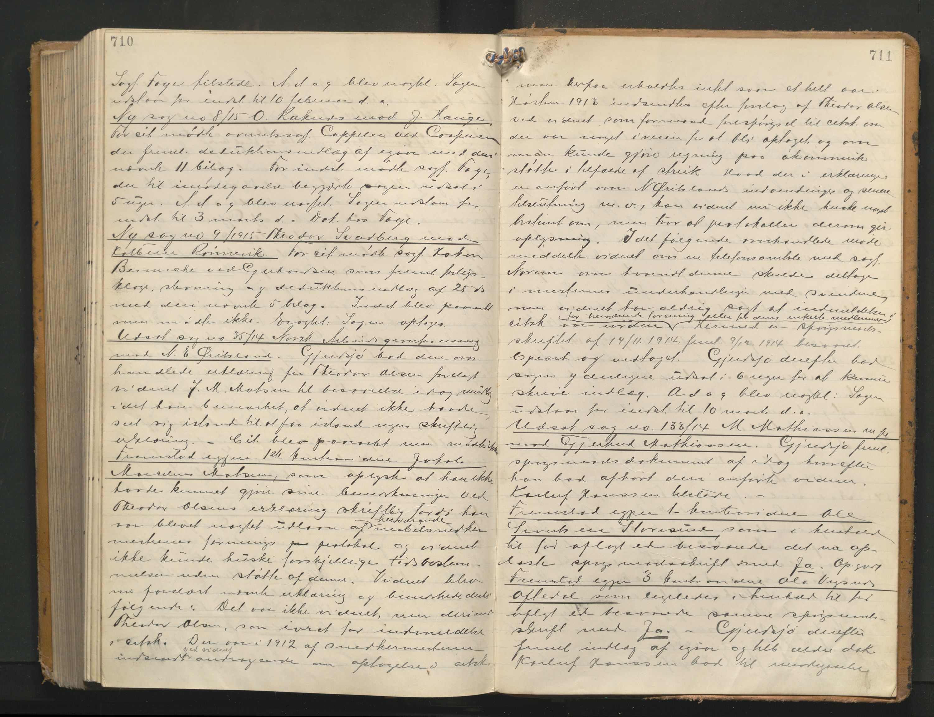 Haugesund tingrett, AV/SAST-A-101415/01/V/VA/L0011: Bytingsprotokoll, 1912-1915, s. 710-711