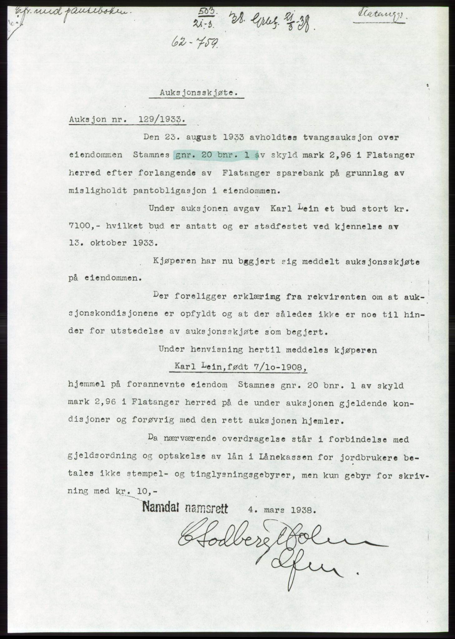 Namdal sorenskriveri, SAT/A-4133/1/2/2C: Pantebok nr. -, 1937-1939, Tingl.dato: 21.03.1938