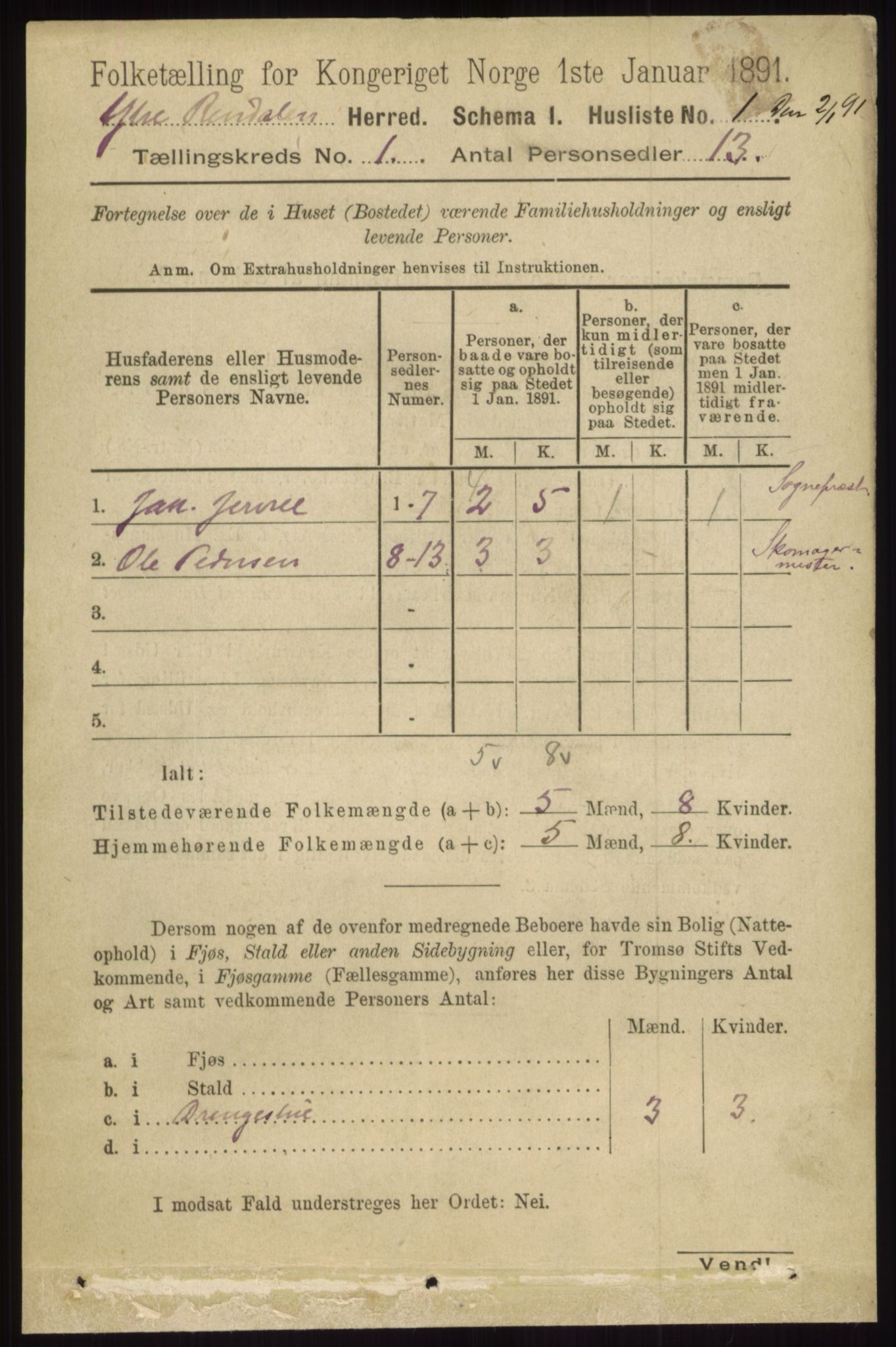 RA, Folketelling 1891 for 0432 Ytre Rendal herred, 1891, s. 24