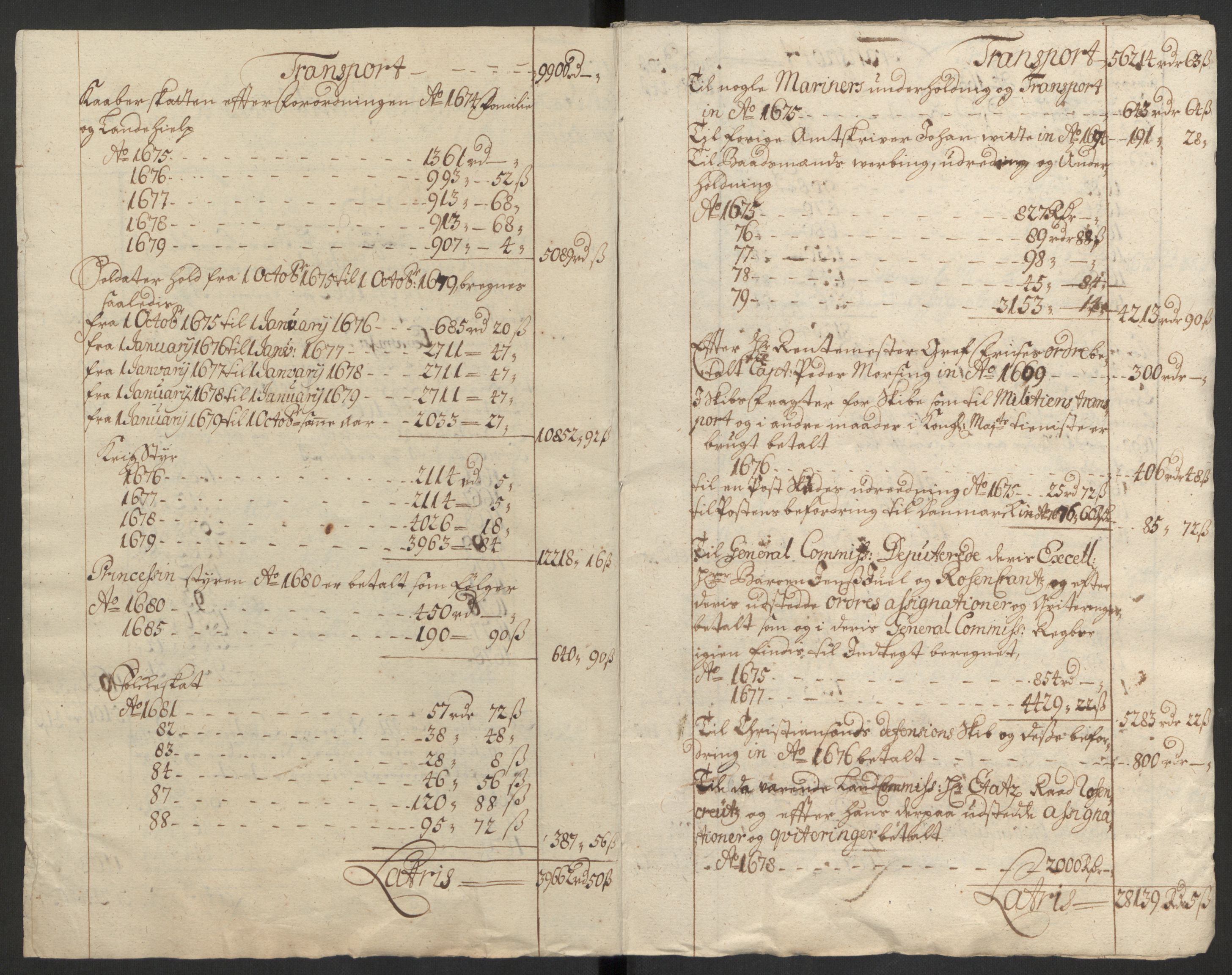 Rentekammeret inntil 1814, Reviderte regnskaper, Byregnskaper, RA/EA-4066/R/Rm/L0258: [M1] Kontribusjonsregnskap, 1664-1700, s. 115