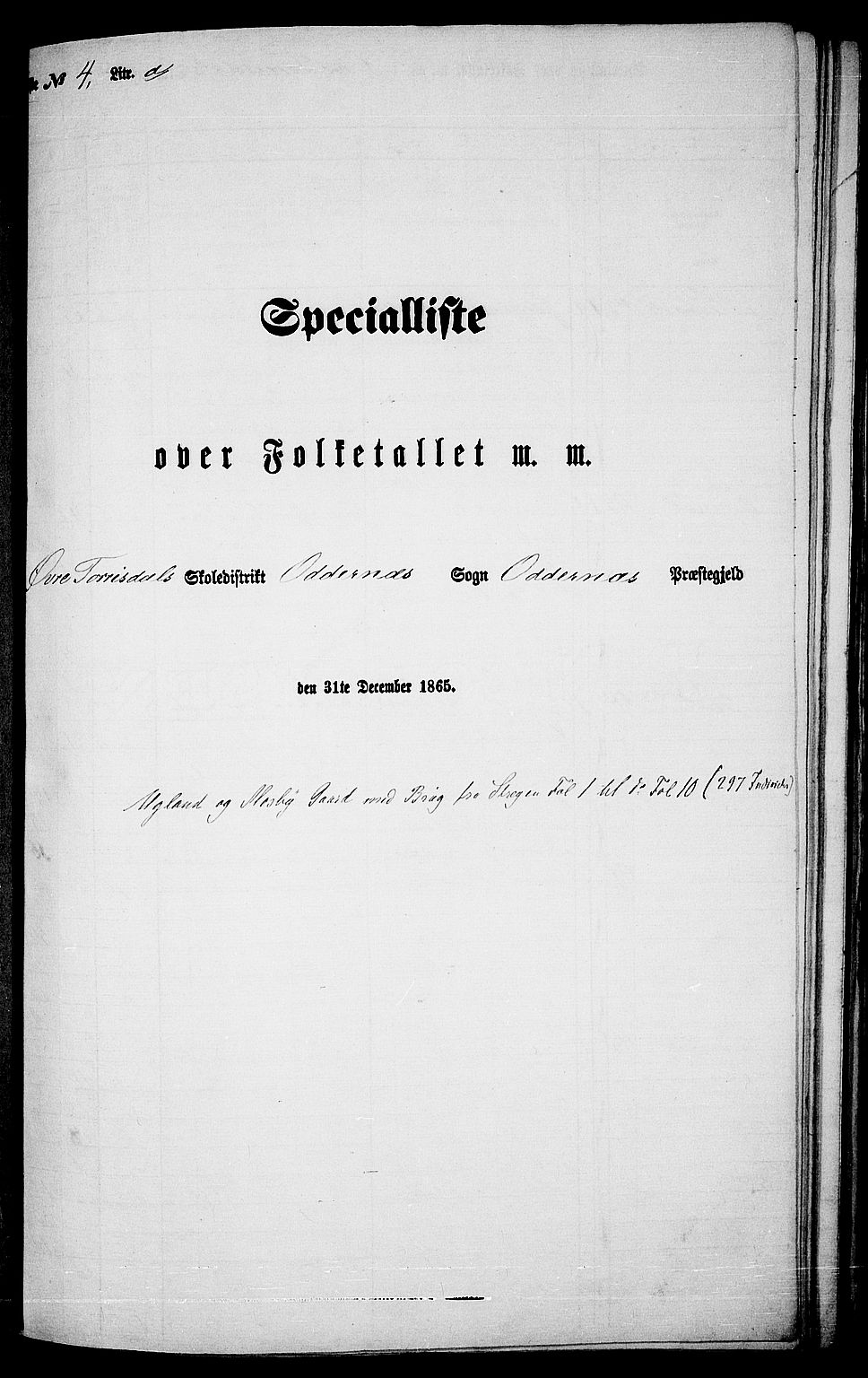 RA, Folketelling 1865 for 1012P Oddernes prestegjeld, 1865, s. 65