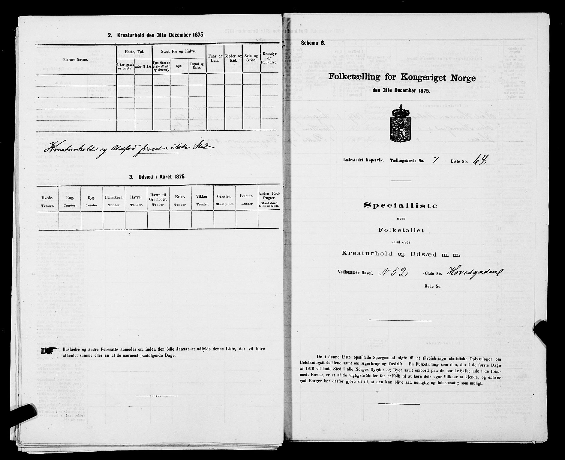 SAST, Folketelling 1875 for 1105B Avaldsnes prestegjeld, Kopervik ladested, 1875, s. 126