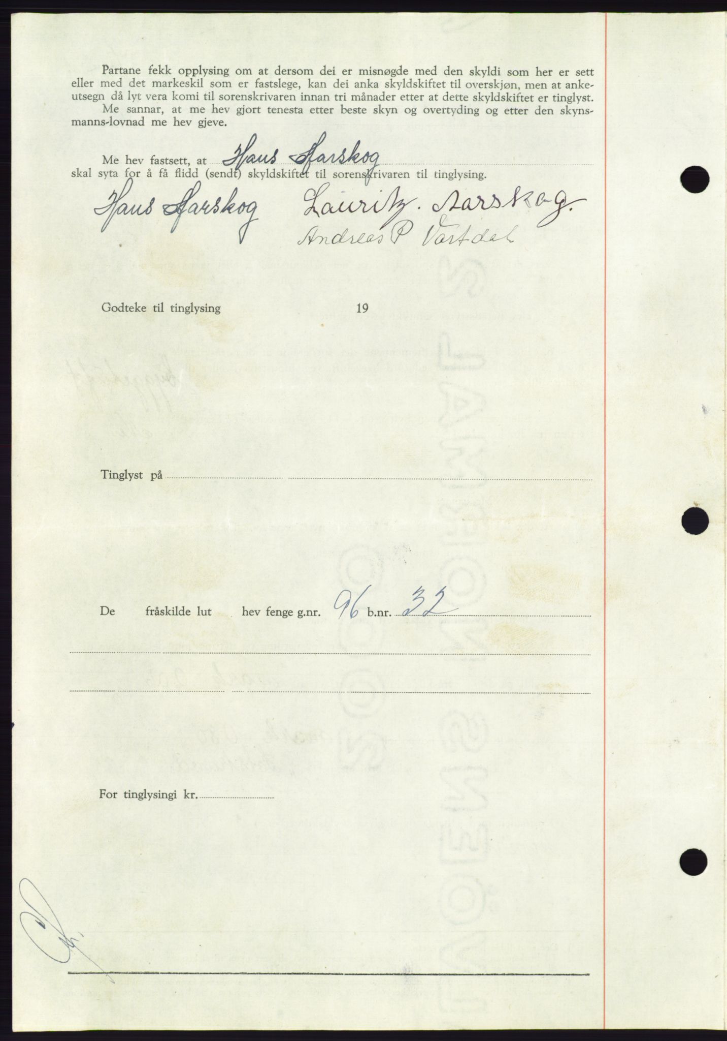 Søre Sunnmøre sorenskriveri, AV/SAT-A-4122/1/2/2C/L0086: Pantebok nr. 12A, 1949-1950, Dagboknr: 2288/1949