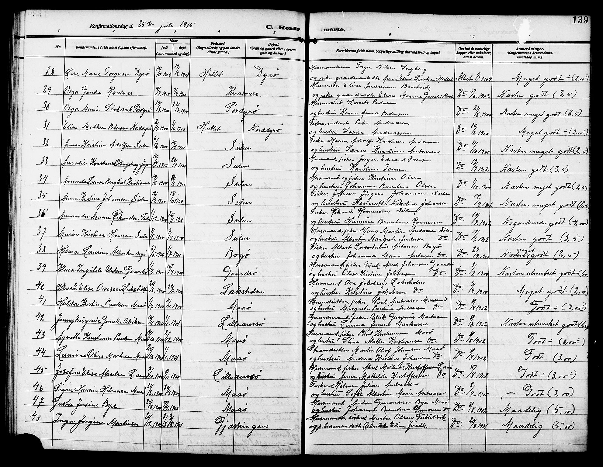 Ministerialprotokoller, klokkerbøker og fødselsregistre - Sør-Trøndelag, SAT/A-1456/640/L0588: Klokkerbok nr. 640C05, 1909-1922, s. 139