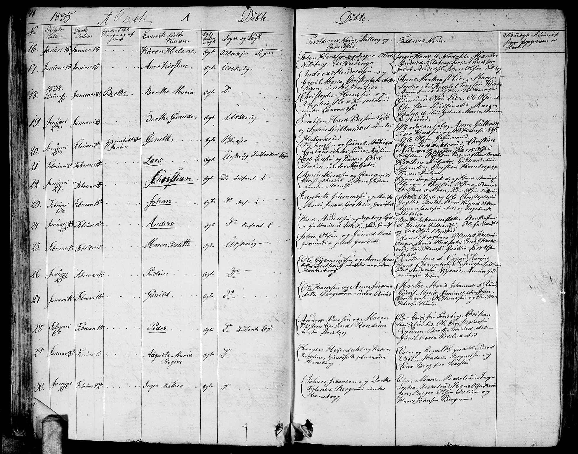 Aurskog prestekontor Kirkebøker, AV/SAO-A-10304a/G/Ga/L0002: Klokkerbok nr. I 2, 1829-1857, s. 41