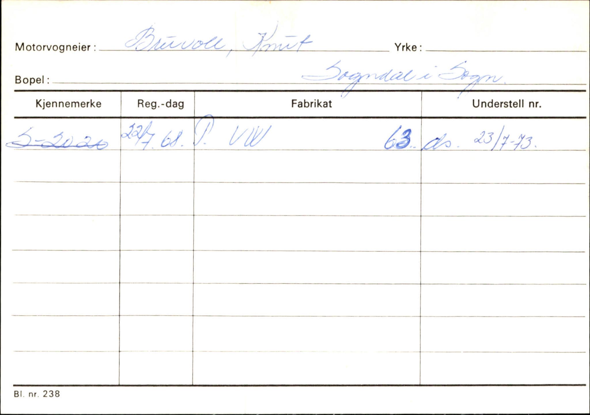 Statens vegvesen, Sogn og Fjordane vegkontor, SAB/A-5301/4/F/L0124: Eigarregister Sogndal A-U, 1945-1975, s. 240