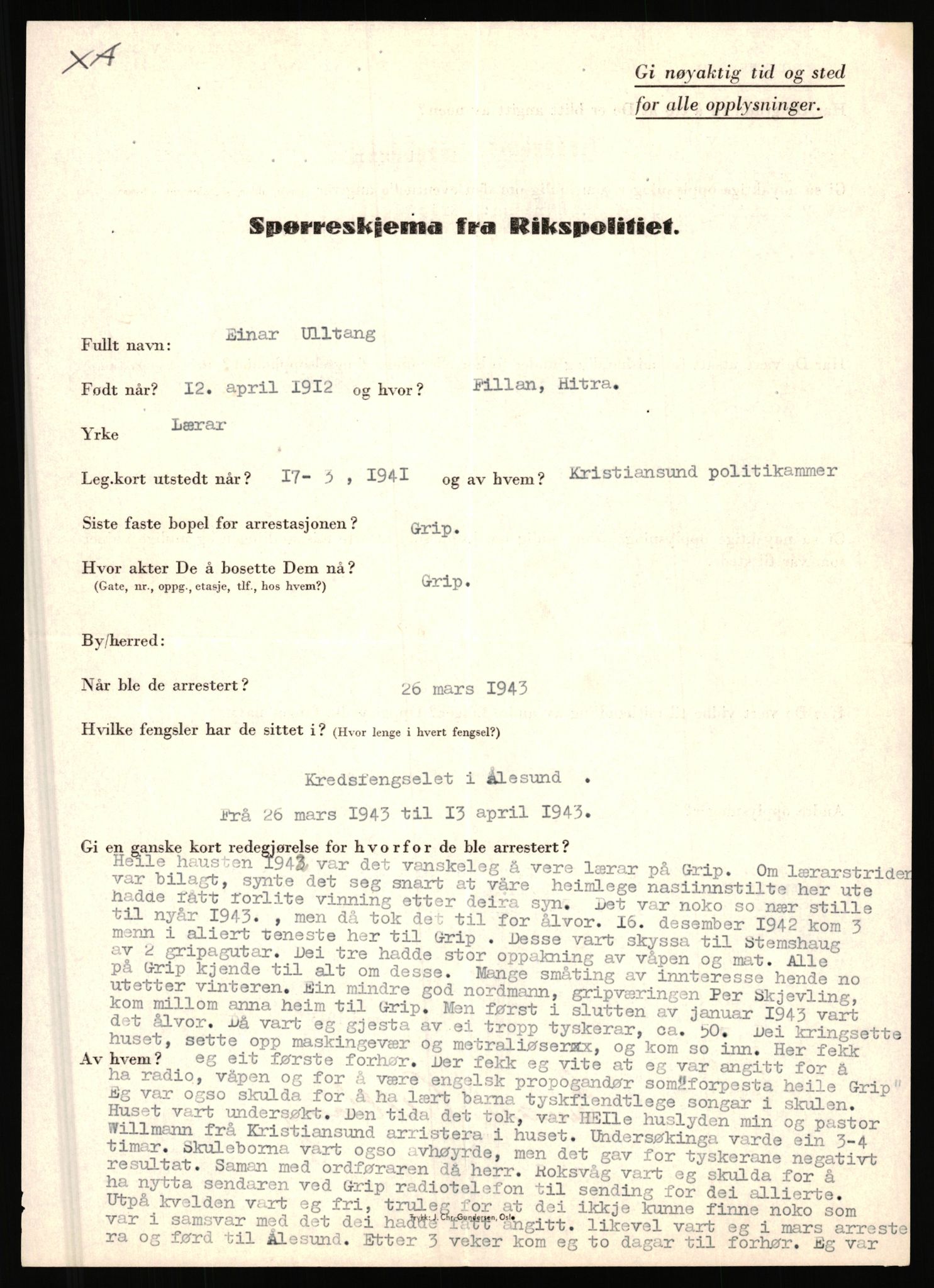 Rikspolitisjefen, AV/RA-S-1560/L/L0017: Tidemann, Hermann G. - Veum, Tjostolv, 1940-1945, s. 736