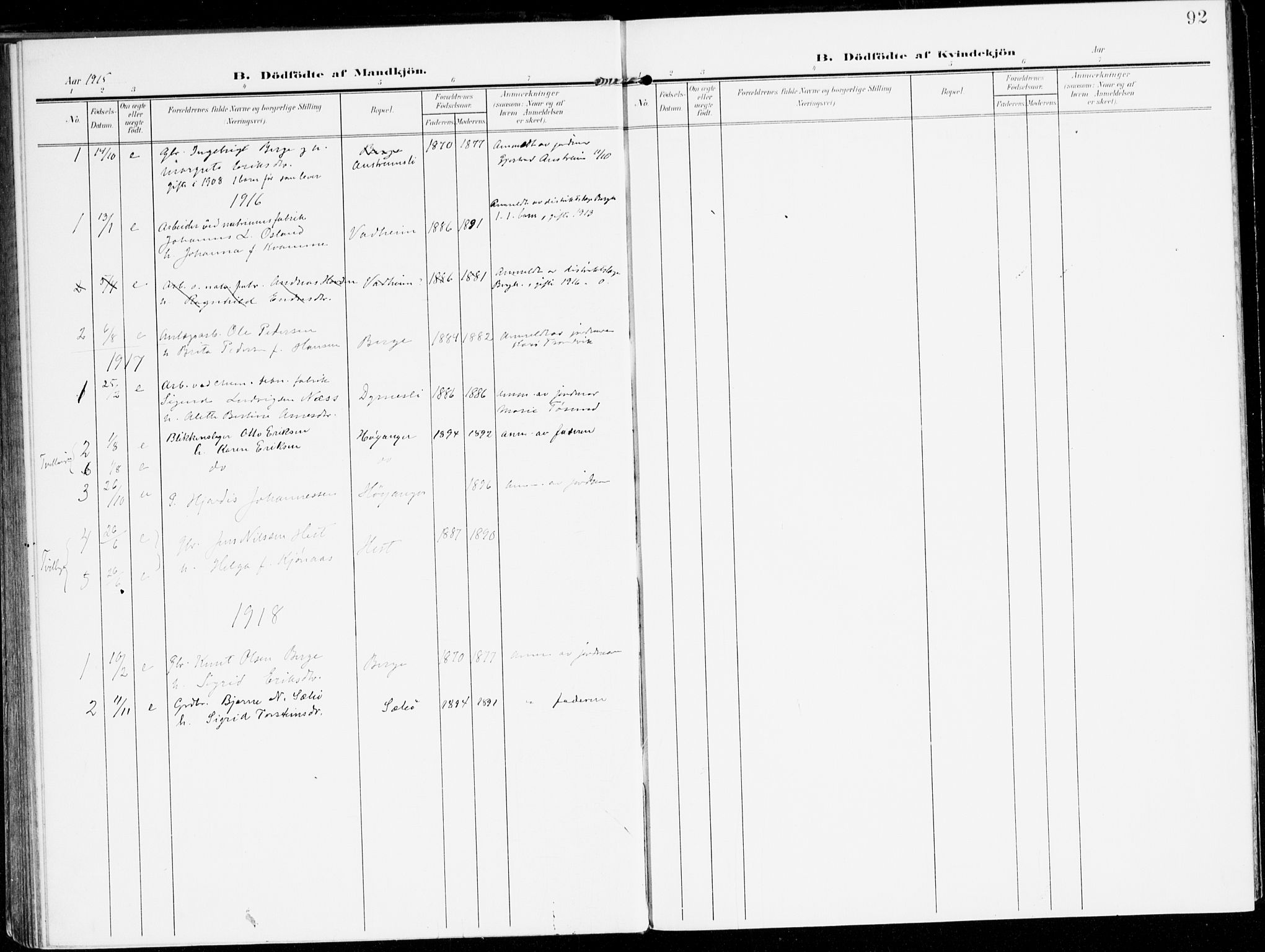 Lavik sokneprestembete, SAB/A-80901: Ministerialbok nr. C 2, 1904-1921, s. 92