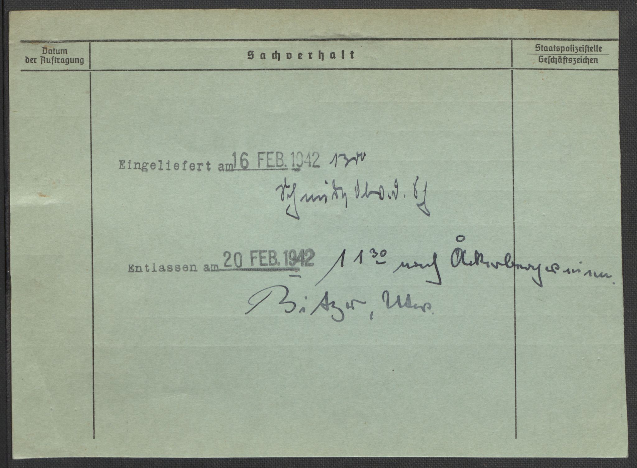 Befehlshaber der Sicherheitspolizei und des SD, AV/RA-RAFA-5969/E/Ea/Eaa/L0002: Register over norske fanger i Møllergata 19: Bj-Eng, 1940-1945, s. 9