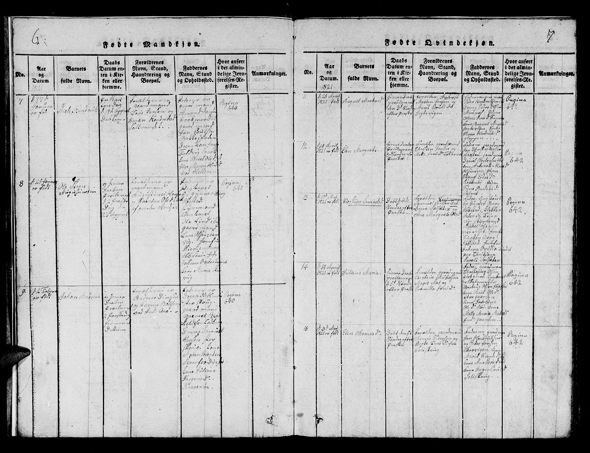 Ibestad sokneprestembete, AV/SATØ-S-0077/H/Ha/Hab/L0002klokker: Klokkerbok nr. 2, 1821-1833, s. 6-7