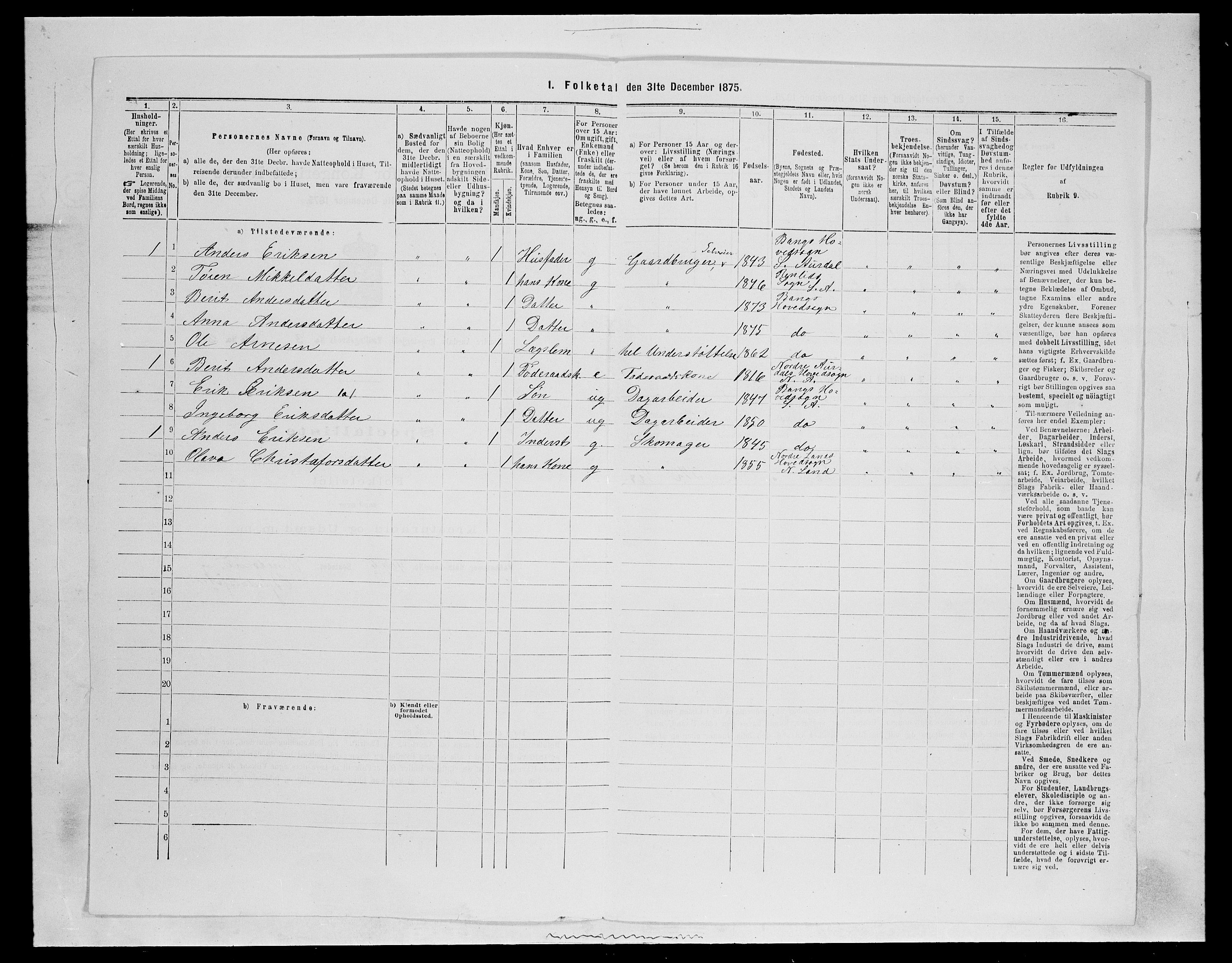 SAH, Folketelling 1875 for 0540P Sør-Aurdal prestegjeld, 1875, s. 529