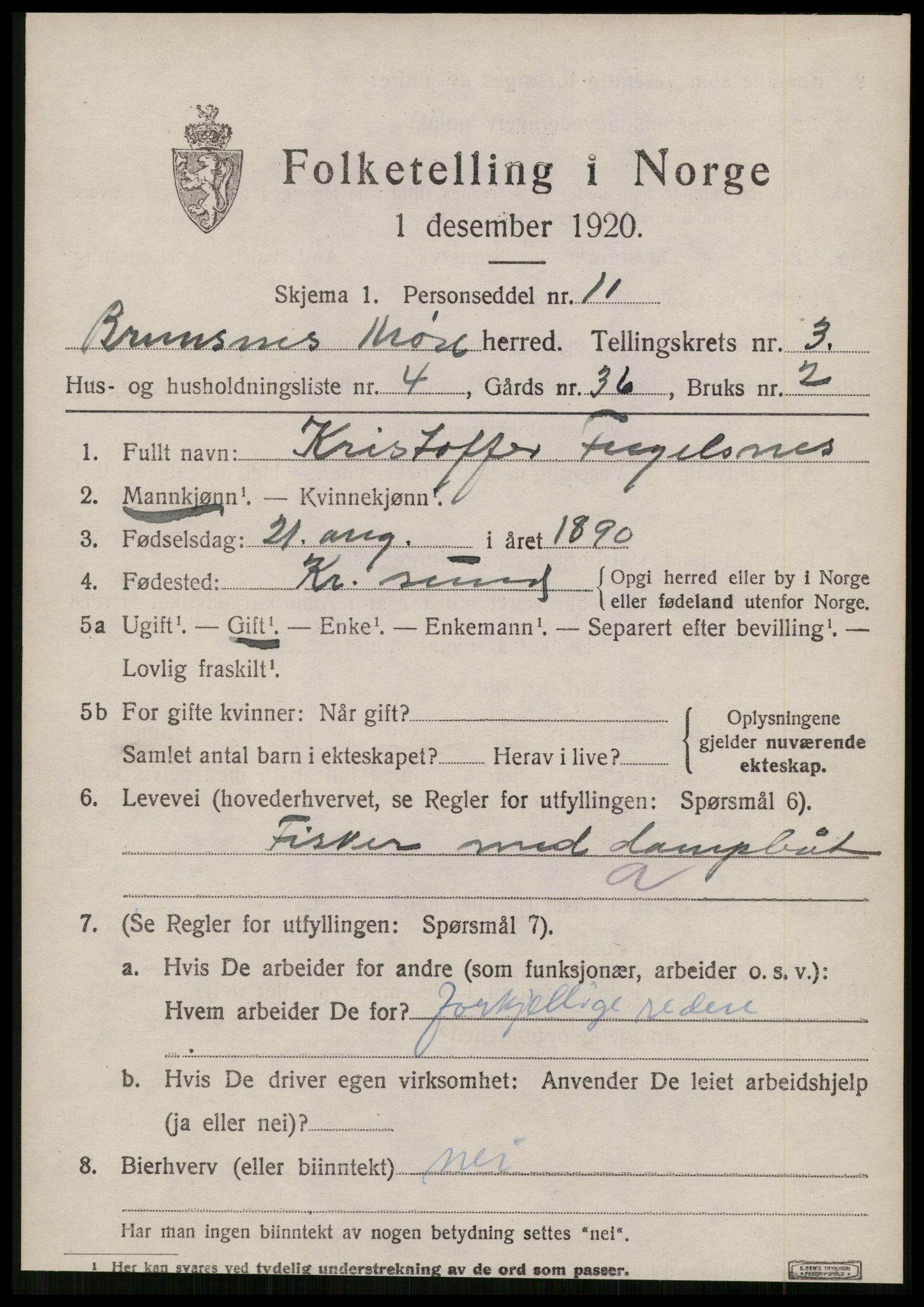 SAT, Folketelling 1920 for 1554 Bremsnes herred, 1920, s. 3455