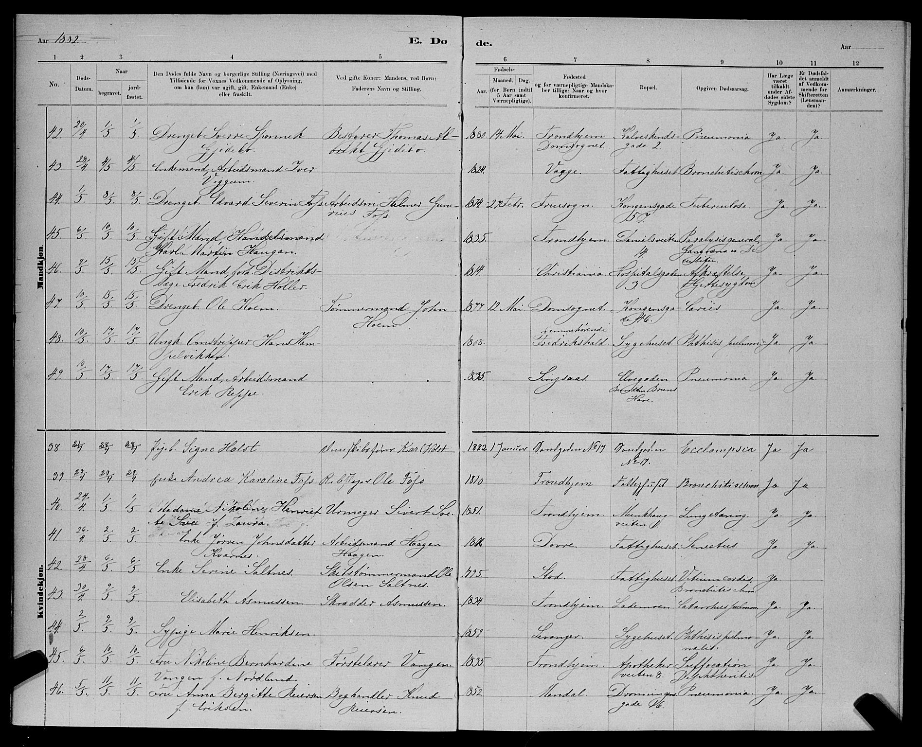 Ministerialprotokoller, klokkerbøker og fødselsregistre - Sør-Trøndelag, AV/SAT-A-1456/601/L0093: Klokkerbok nr. 601C11, 1882-1898