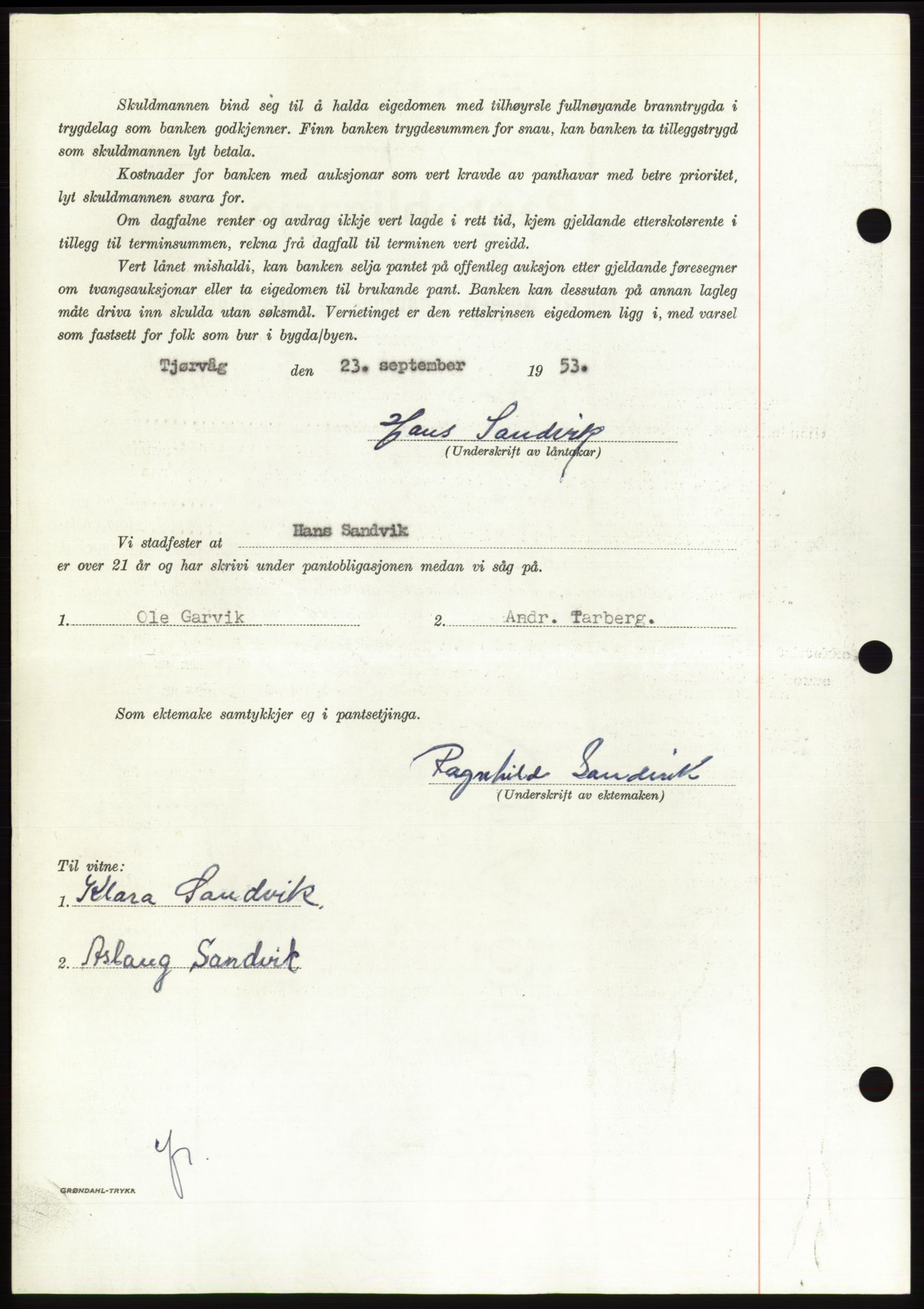 Søre Sunnmøre sorenskriveri, AV/SAT-A-4122/1/2/2C/L0124: Pantebok nr. 12B, 1953-1954, Dagboknr: 2865/1953